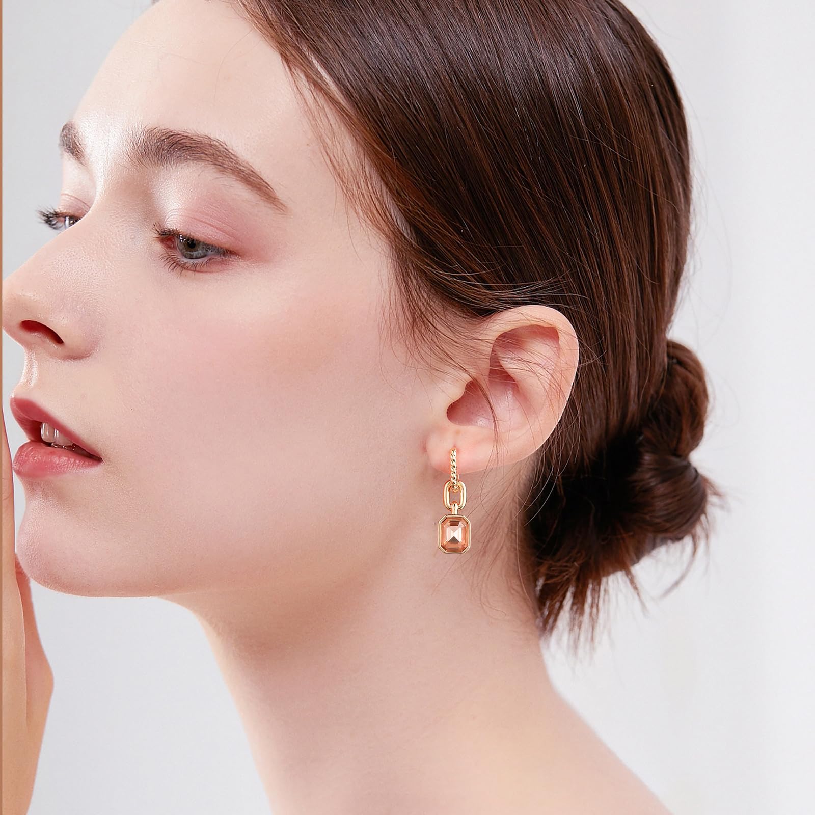 18K Gold Plated Crystal Hoop Earrings for Women - Trendy Emerald Green & Black Dangling Earrings, Elegant Jewelry Gift for Mother, Wife | Perfect for Parties, Weddings & Special Occasions