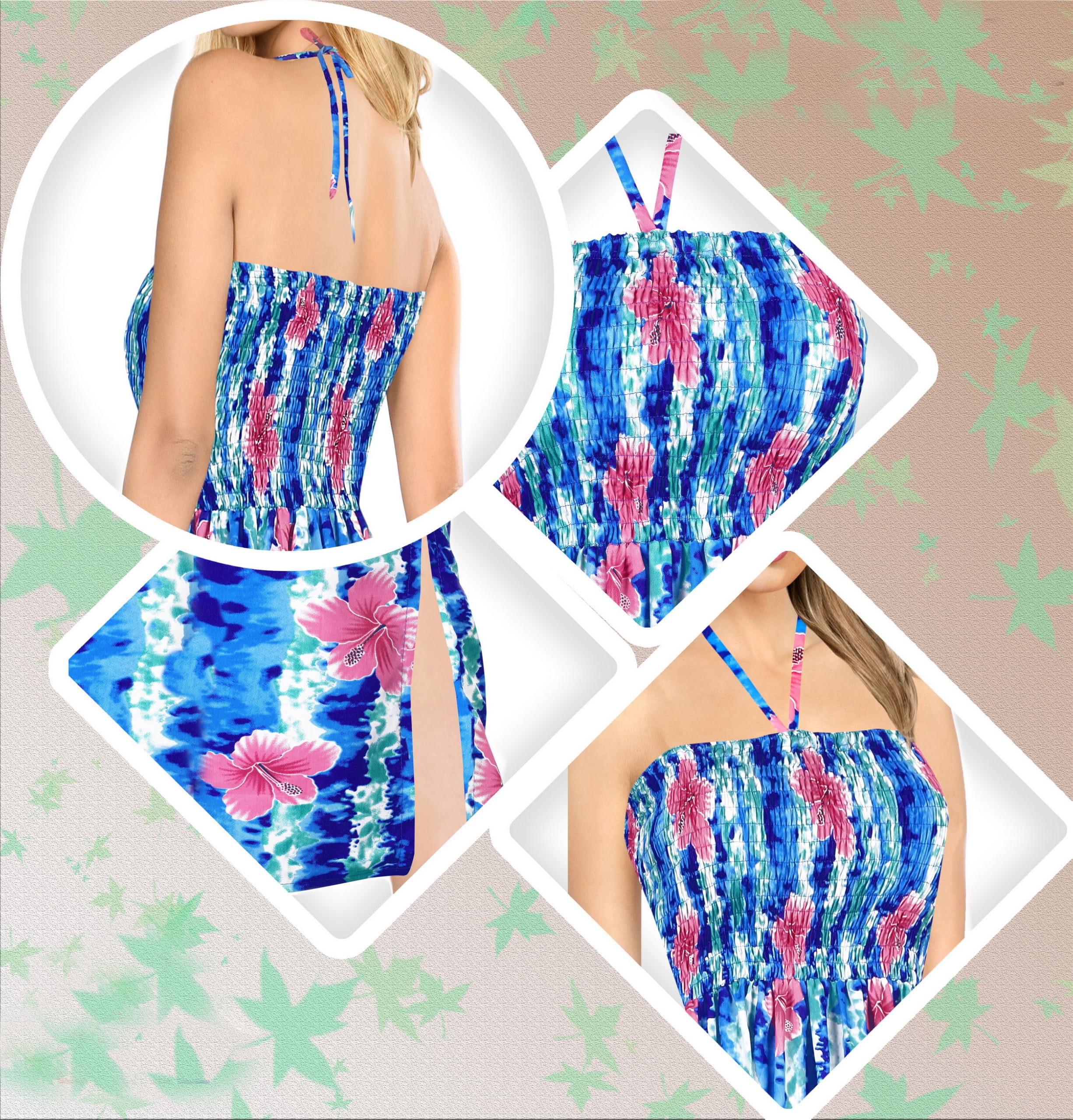 LA LEELA Women's Tube Dress Top Maxi Flowy - Sexy Sleeveless Stretchy Bodycon Dress for Summer, Beach, Party & Night Out