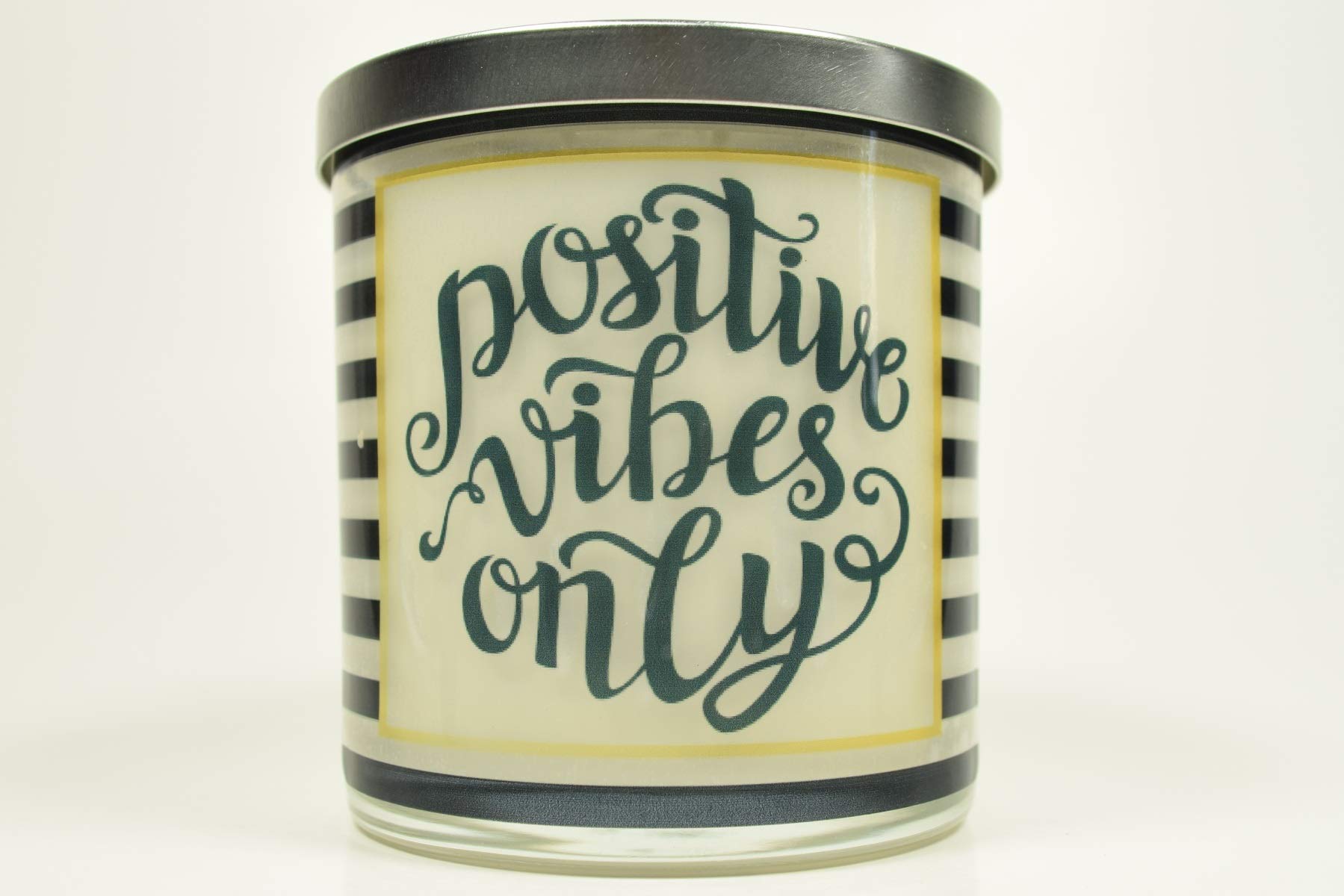 Positive Vibes Only Soy Candle - 12oz Natural Handmade Glass Candle with Inspirational Message, Perfect Gift for Relaxation & Home Decor | Aromatherapy, Meditation & Cozy Nights
