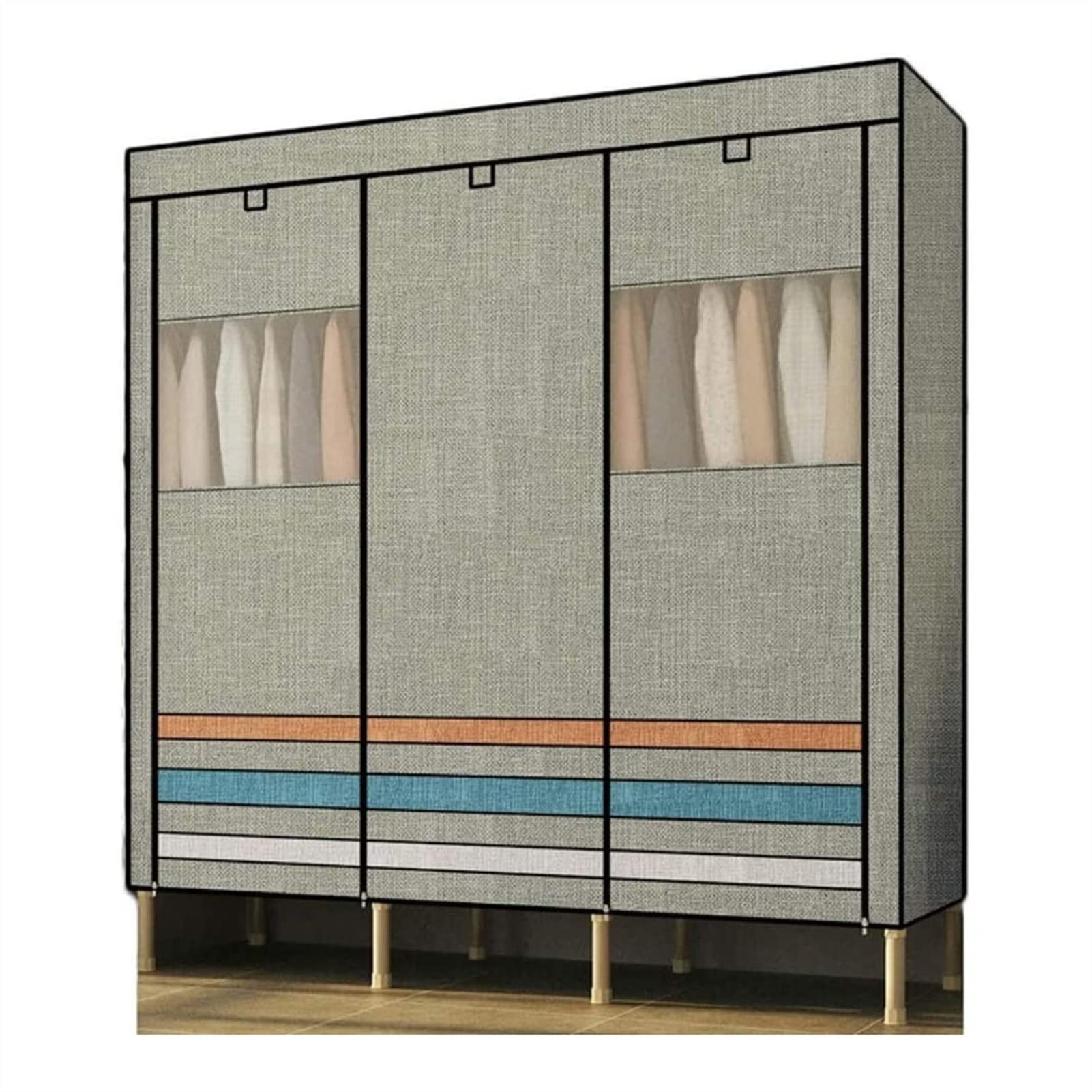 OFQBHJ Portable Closet Wardrobe - Freestanding Double Rod Clothing Storage Cabinet with Easy Assembly | Ideal for Bedroom, Dorm, Apartment & Small Space Organization (Color: A)