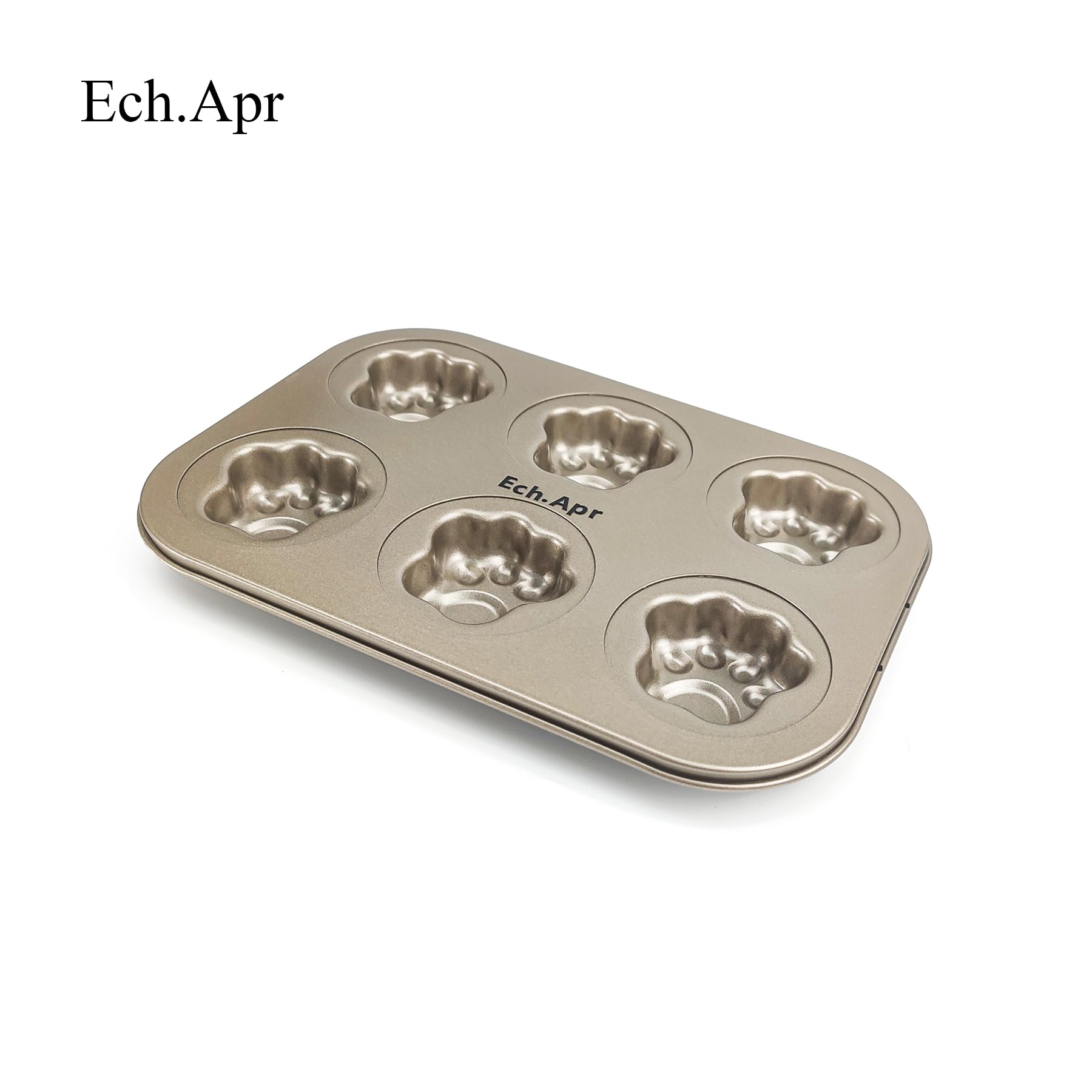 Premium Carbon Steel Madeleine Baking Pan - 6-Cup Non-Stick Madeleine Mold with Cat Paw Design for Oven Baking | Perfect for French Pastries, Tea Parties & Gift Giving