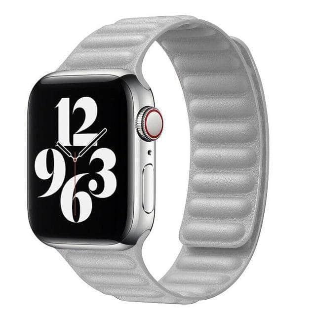 Adjustable Magnetic Leather Link Strap for Apple Watch - Stylish & Secure Bracelet for Workouts, Office & Everyday Wear