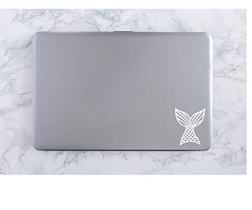 Mermaid Tail Vinyl Decal - White 3.7x4.75 Inch - Made in USA by Foxtail Decals - Waterproof Sticker for Car Windows, Laptops, Tablets, Water Bottles - Perfect for DIY Crafts, Home Decor & Personalizing Accessories