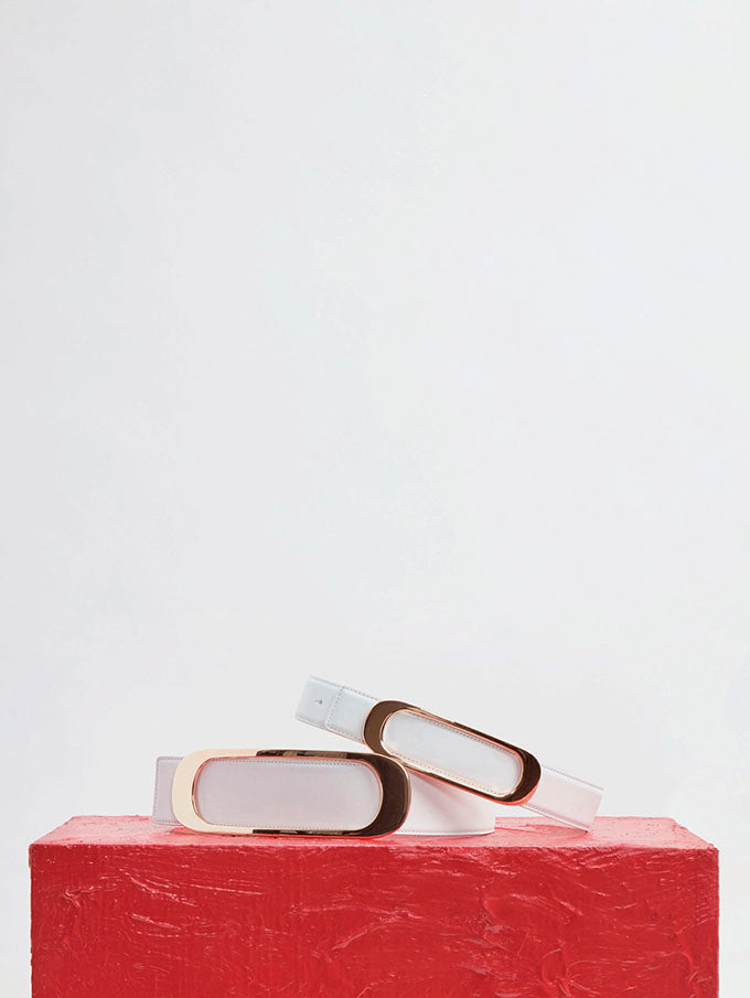 Timon Medium Reversible Leather Belt in Ivory & Nude - Stylish & Versatile Accessory for Men & Women | Perfect for Office, Casual & Formal Occasions