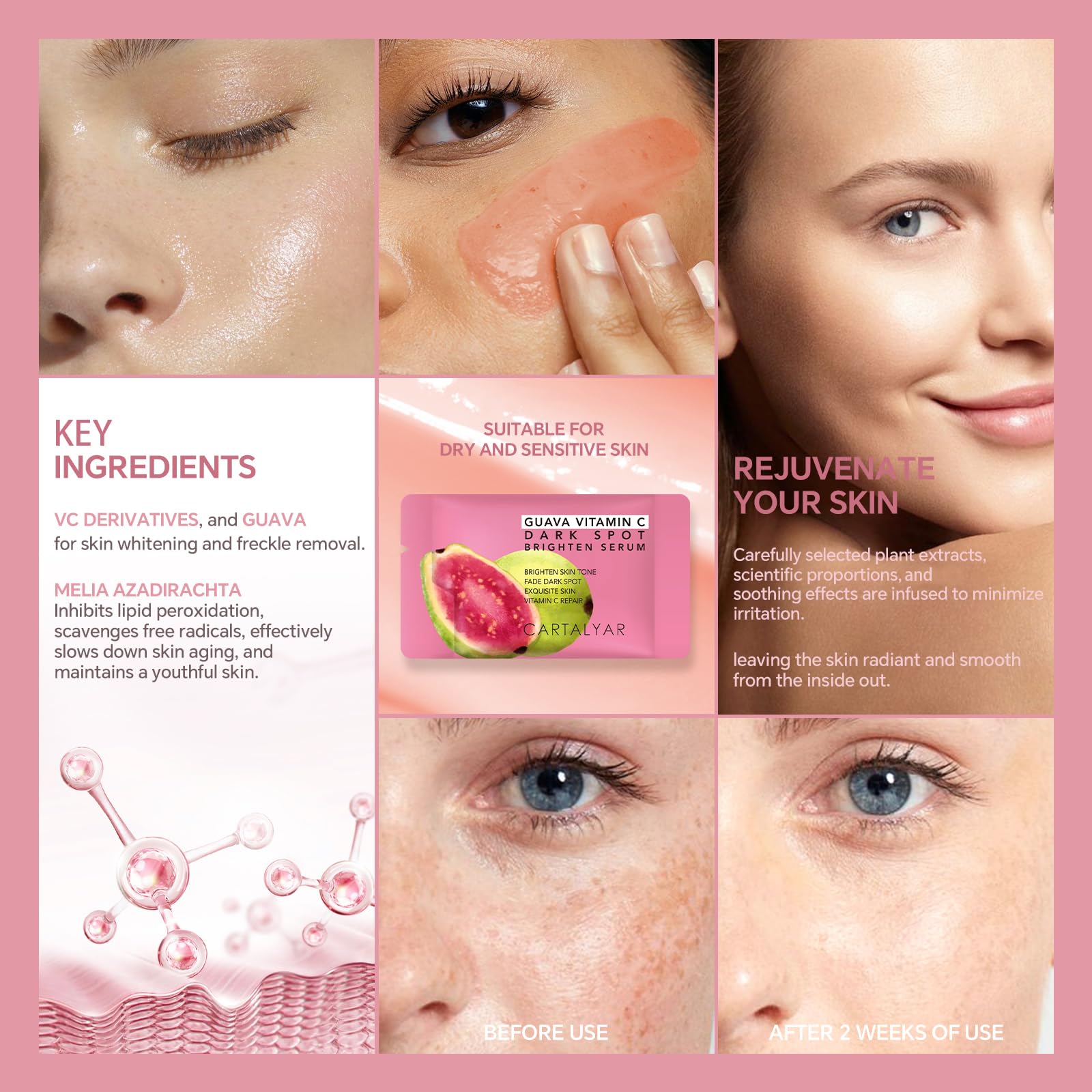 Guava VC Essence Moisturizing Face Cream - Reduces Fine Lines, Wrinkles & Pores - Brightens Skin Tone - Travel Size 30ml - Portable for On-The-Go Skincare - Perfect for Daily Use, Travel & Gift Giving