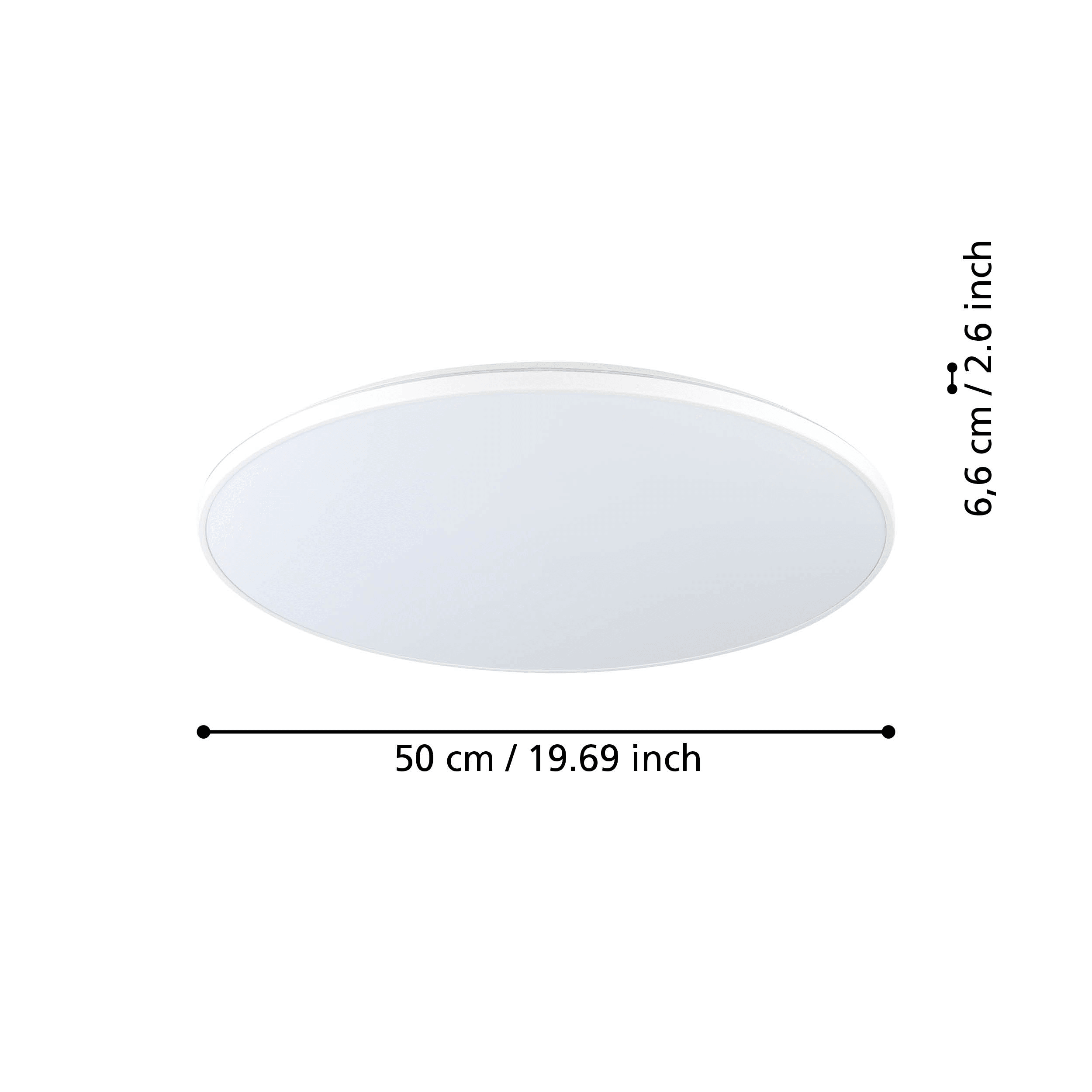 Eglo Crespillo 20-inch White LED Round Flush Mount Ceiling Light Fixture - Modern Dimmable Lighting for Bedroom, Kitchen, Hallway & Office