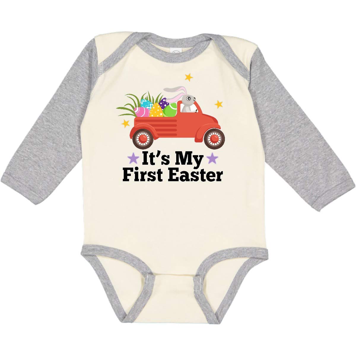 Inktastic First Easter Bunny Egg Truck Long Sleeve Baby Bodysuit - Adorable Easter Outfit for Newborns & Infants - Perfect for Easter Photos, Family Gatherings & Spring Celebrations