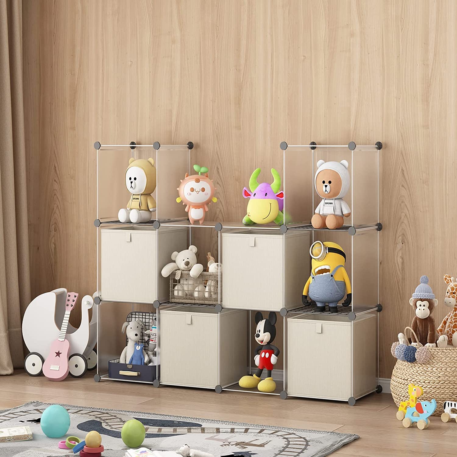 Aeitc 16-Cube Closet Organizer with Wire Panels - Portable Storage Shelves for Clothes, Books & Toys - White | Perfect for Bedroom, Nursery & Office Organization
