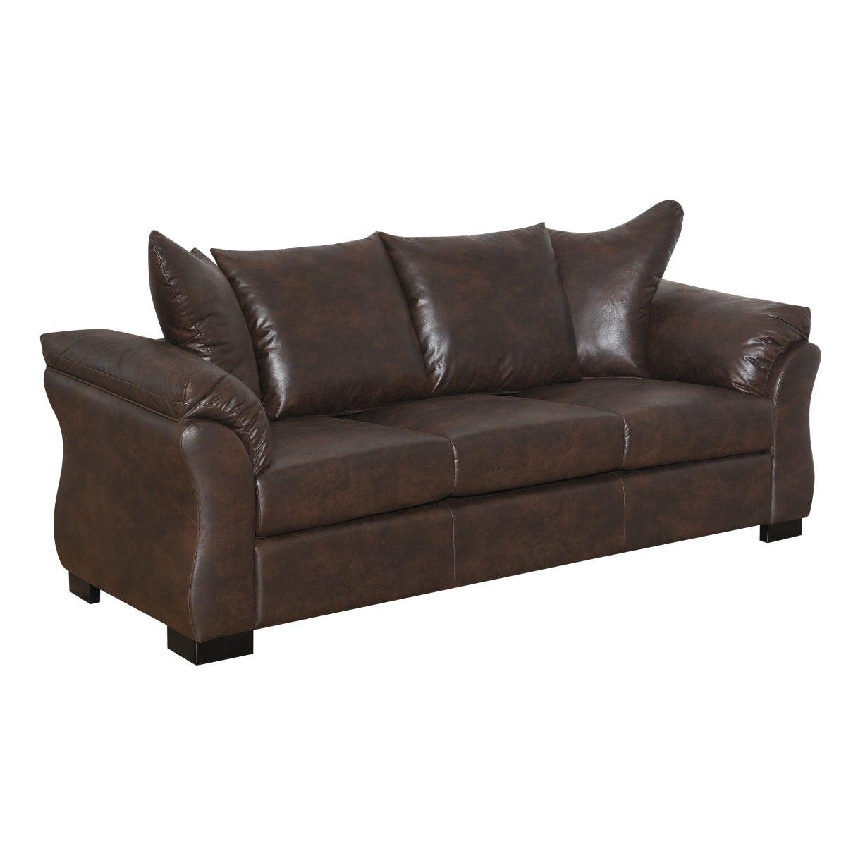 Brown Polished Microfiber Sofa with Removable Cushions - Transitional Modern Design Living Room Furniture for Small Spaces & Apartments