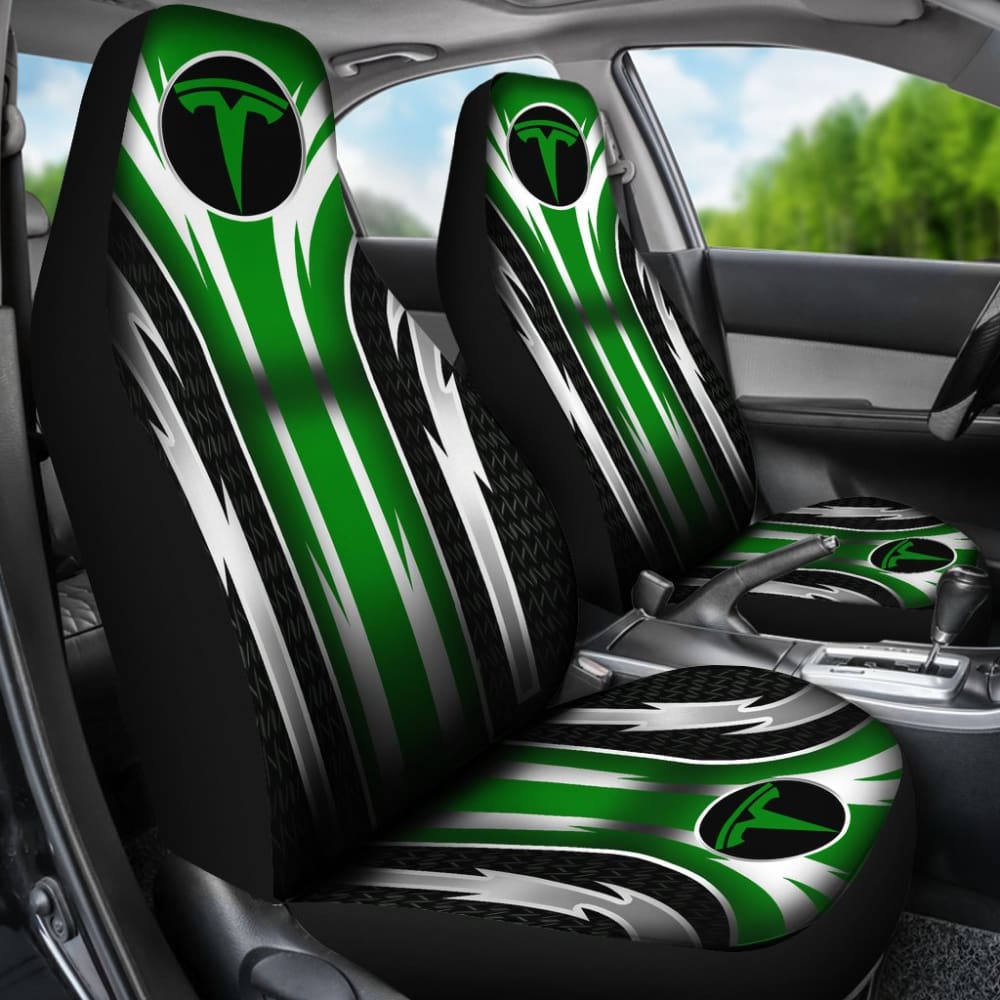 Premium 2-Piece Front Tesla Seat Covers - Eco-Friendly Green (Model 144627) | Waterproof & Anti-Slip Protection for Model 3/Y/S/X | Perfect for Road Trips, Daily Commute & Pet Owners