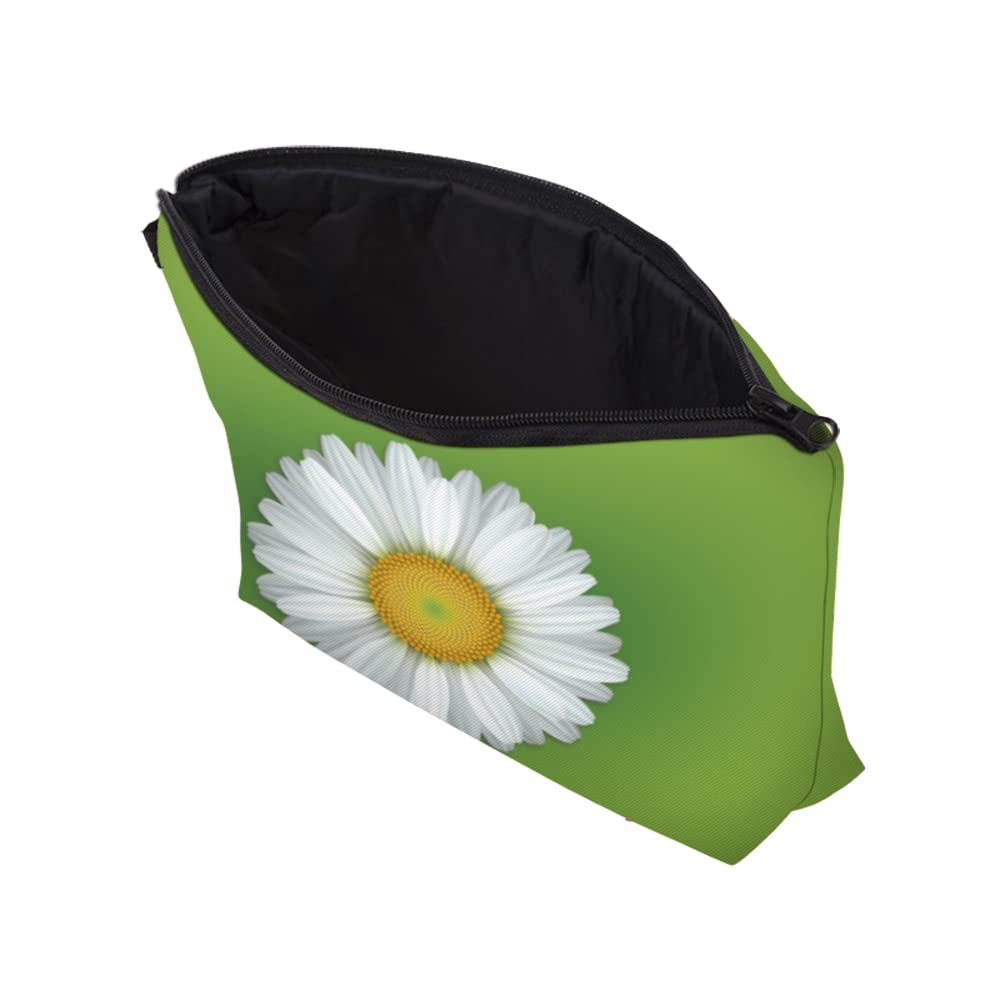 Waterproof Cosmetic Pouch for Women - Large Roomy Makeup Bag with Daisy Print, Portable Travel Toiletry Organizer, Ideal for Gym, Beach & Vacation Gifts (Daisy 2363)