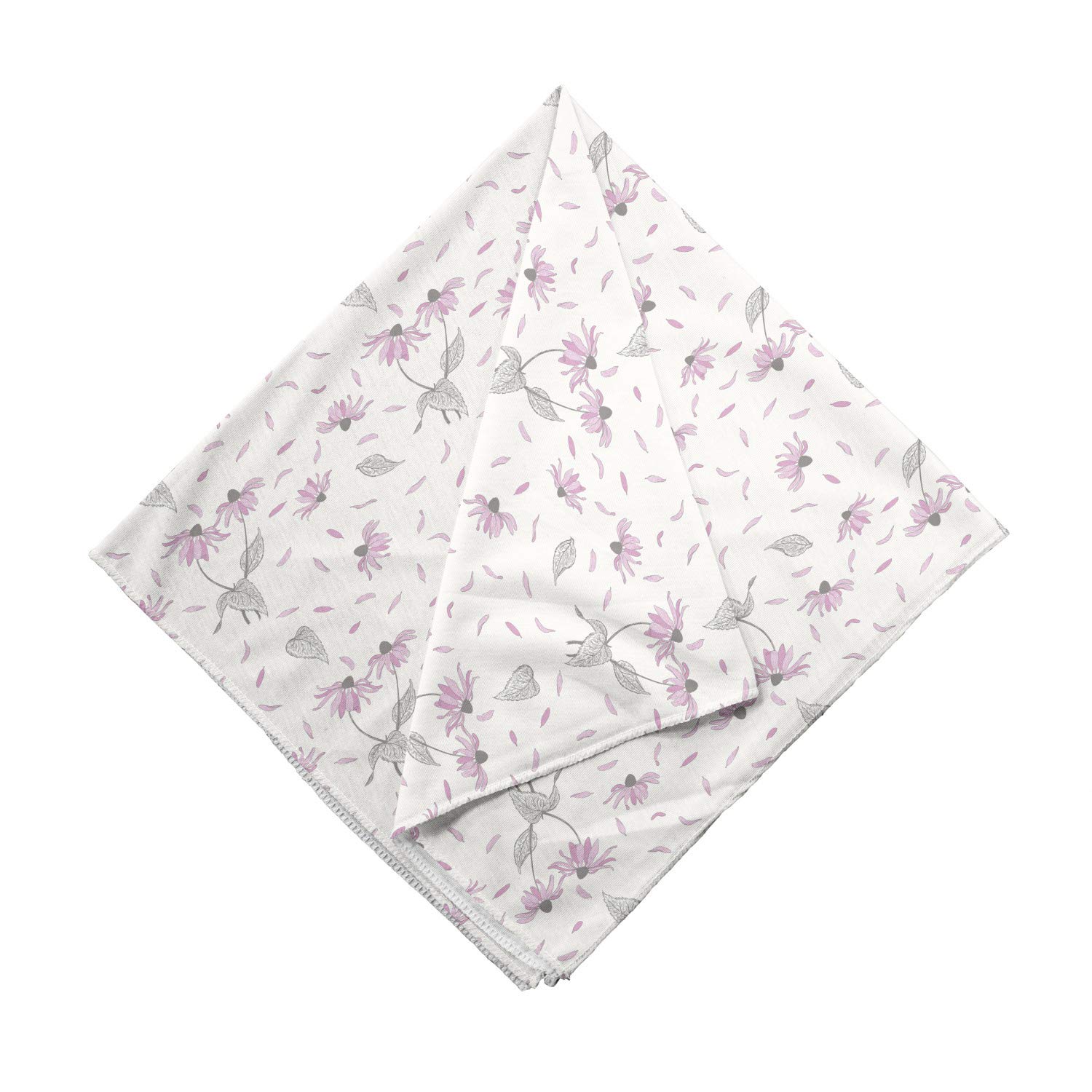 Lunarable Echinacea Unisex Bandana - Pastel Spring Love Design in Off White & Pale Pink | Fashion Accessory for Outdoor Activities, Music Festivals & Casual Wear