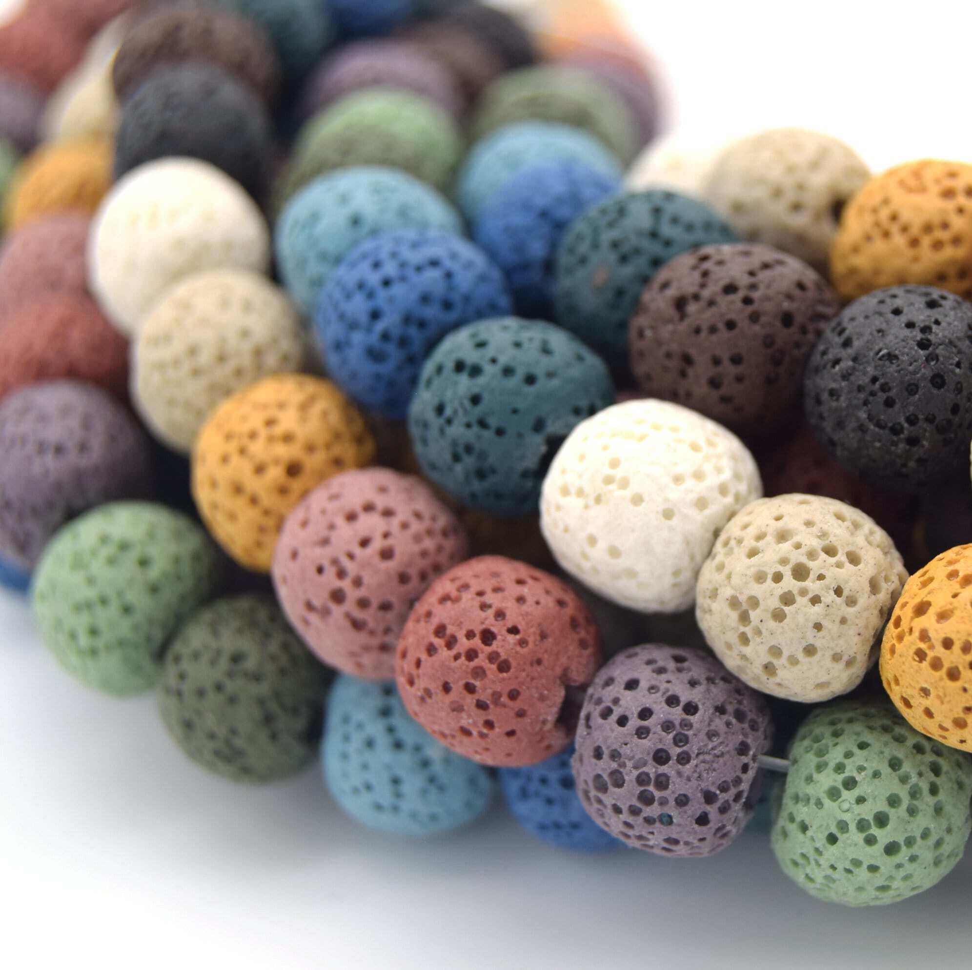 Lava Beads - 6mm Rainbow Multicolor Round Diffuser Beads for Aromatherapy, Jewelry Making & Essential Oil Blending | Perfect for DIY Bracelets, Necklaces & Home Fragrance