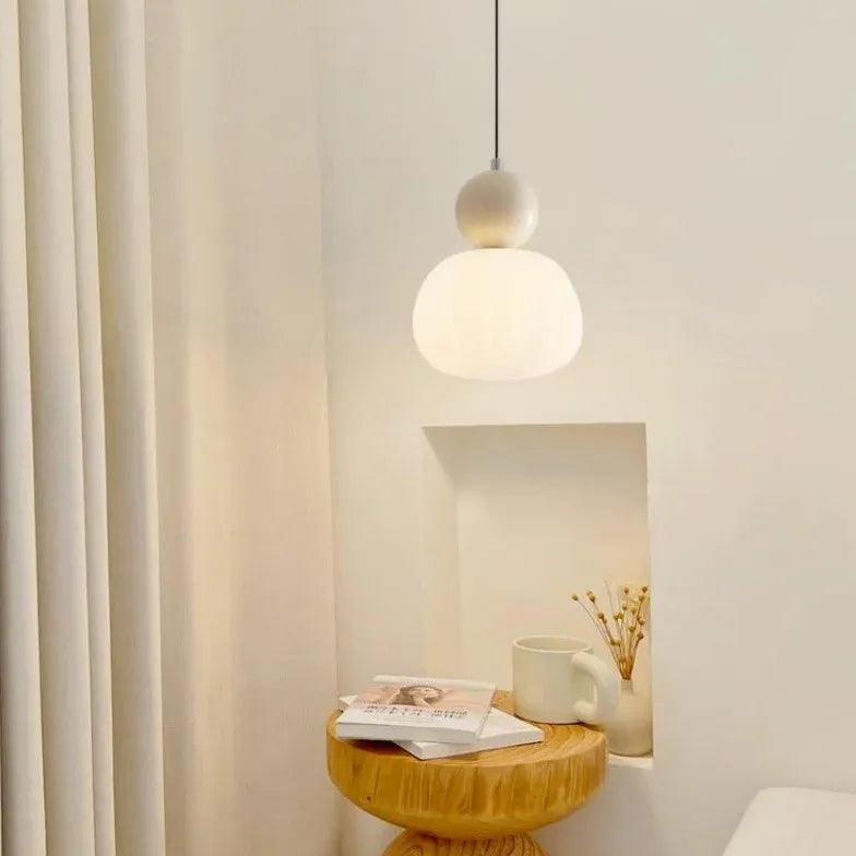 White Acrylic Floral Sphere Pendant Light - Modern Ceiling Lamp for Living Room, Bedroom, Dining Room & Kitchen Decor