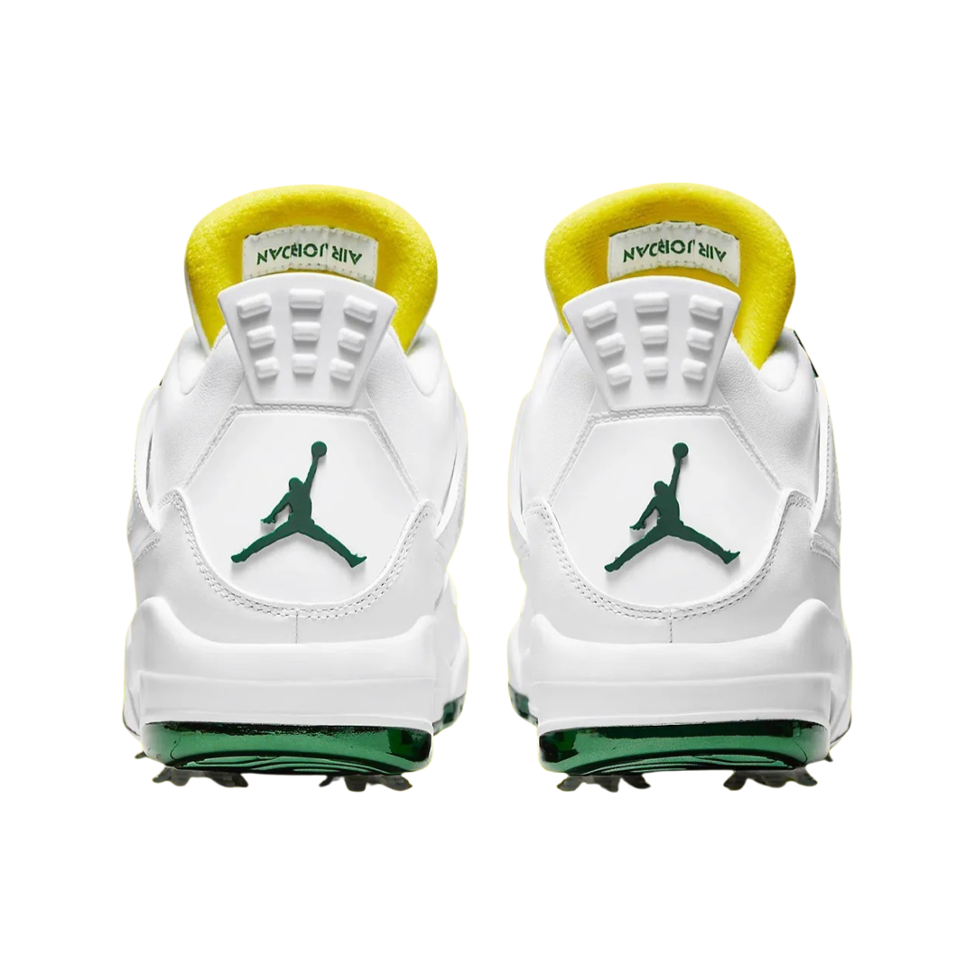 Air Jordan 4 Retro Golf Shoes - White & Metallic Green - Men's Basketball-Inspired Golf Sneakers for Tournament Play & Casual Wear