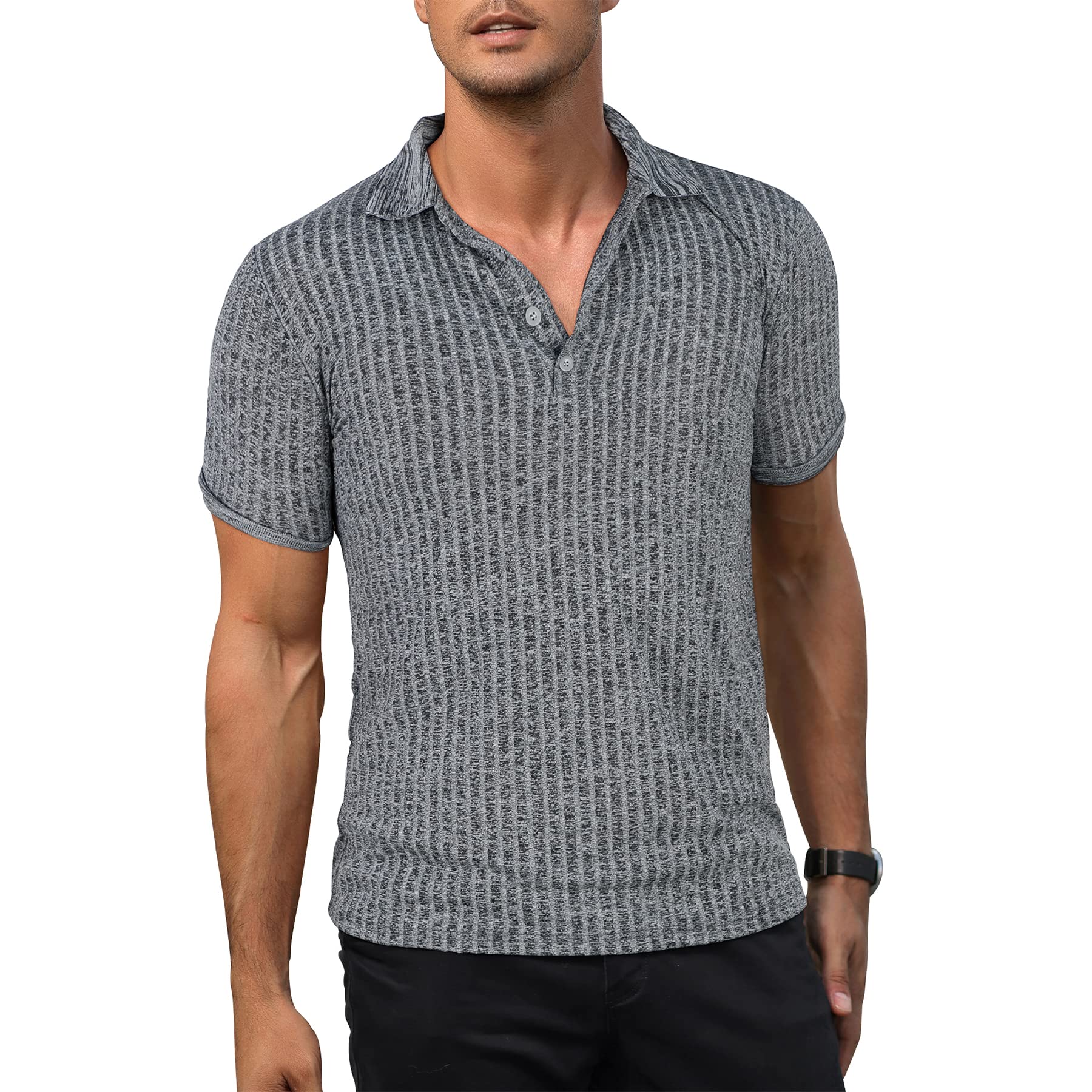 Zando Men's Slim Fit Polo Shirts - Short Sleeve Plain Classic Golf Shirt for Casual & Sports Wear - Perfect for Golf, Tennis, Office & Everyday Outfits