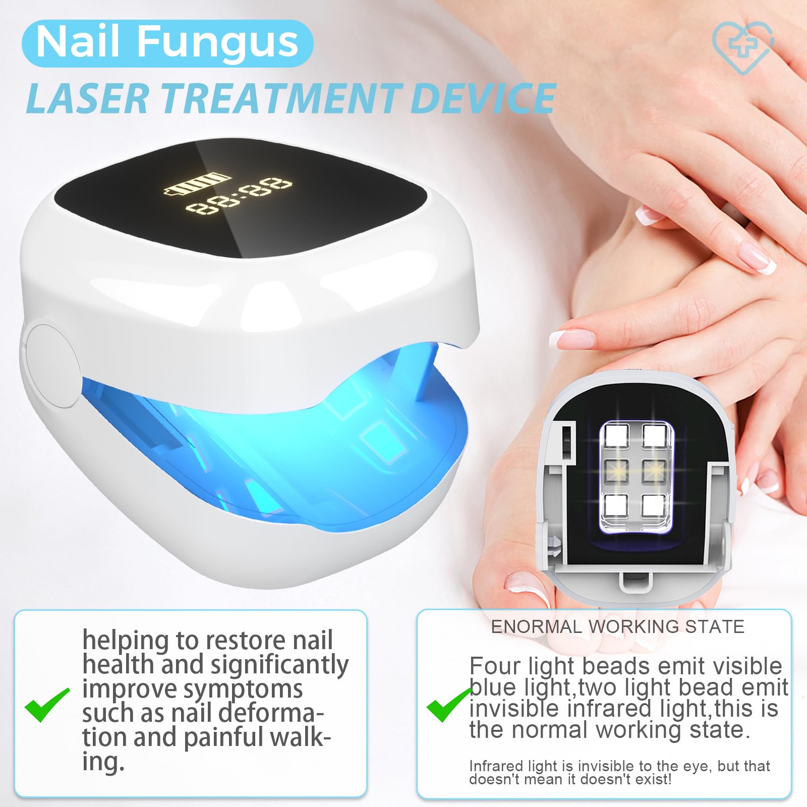 Best Nail Fungus Laser Treatment Device with LED Light - FSA/HSA Eligible for Toenail & Fingernail Fungal Infections - Effective Home Remedy for Healthy Nails