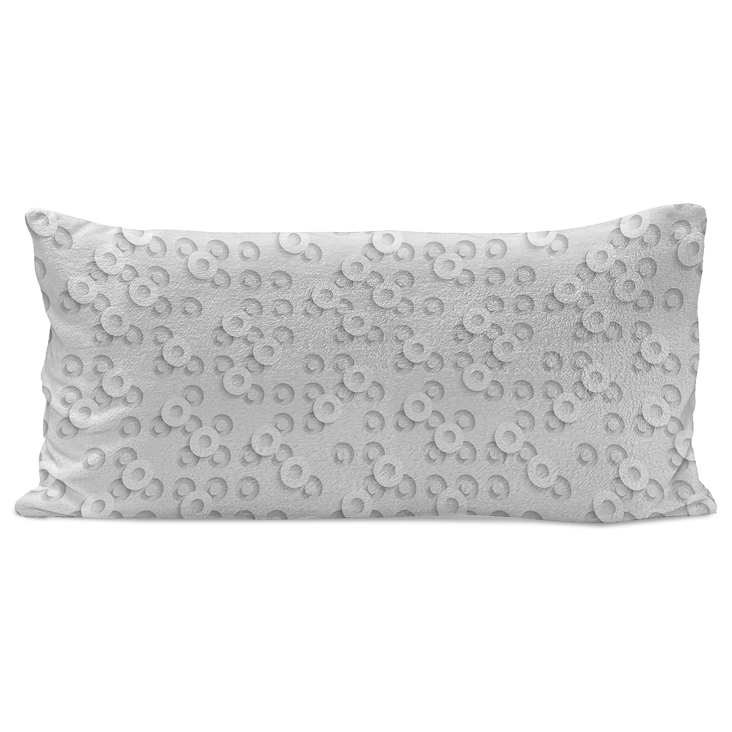 Ambesonne Geometric Circle Fluffy Throw Pillow Cover - Grey 36x16 Inch - Modern Western Art Design with Dispersed Ring Motifs - Perfect for Living Room, Bedroom & Home Decor