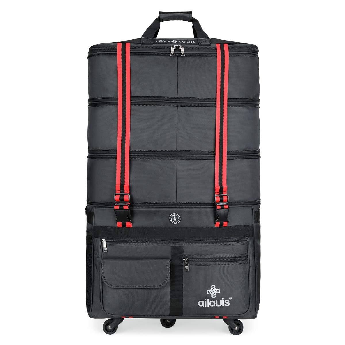 Ailouis Expandable Extra Large Wheeled Travel Duffel Luggage Bag 36 Inch - Waterproof Durable Suitcase for Airplane, Cruise, Camping & Outdoor Adventures