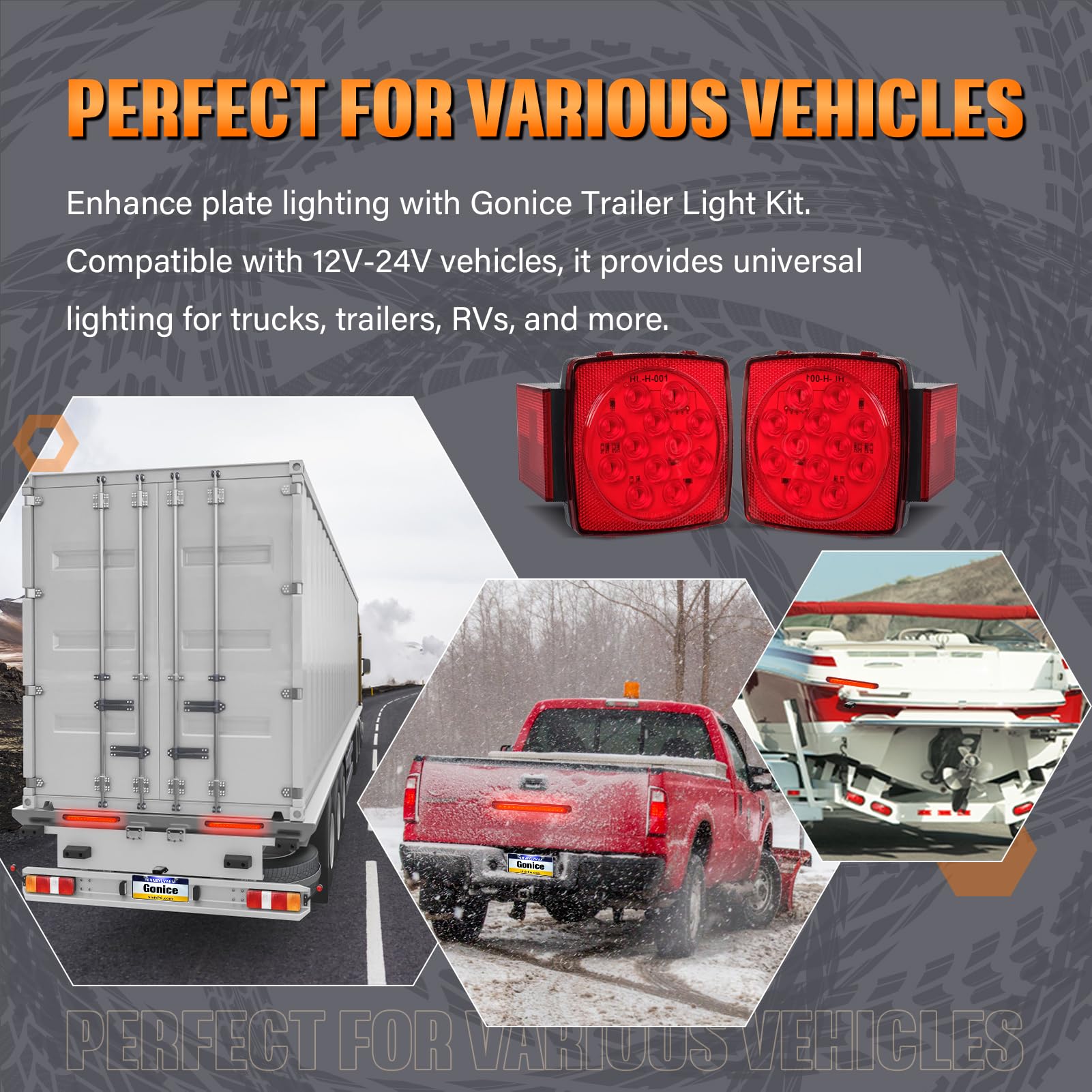 Complete LED Trailer Light Kit - Super Bright Submersible Boat Lights with Square Tail Lights, Marker Lights & Brake Light Bar | Waterproof Wiring Harness Included | Perfect for Trailers, Trucks, RVs & Marine Applications | Enhance Nighttime Visibility & Safety on Roads or Waterways