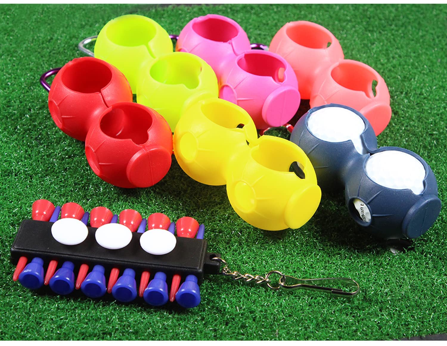 Premium Golf Ball Holder Set - 6 Pack Golf Tee Organizer with Secure Clips | Golf Bag Accessories & Gifts for Men | Perfect for Driving Range, Course Play & Golf Tournaments