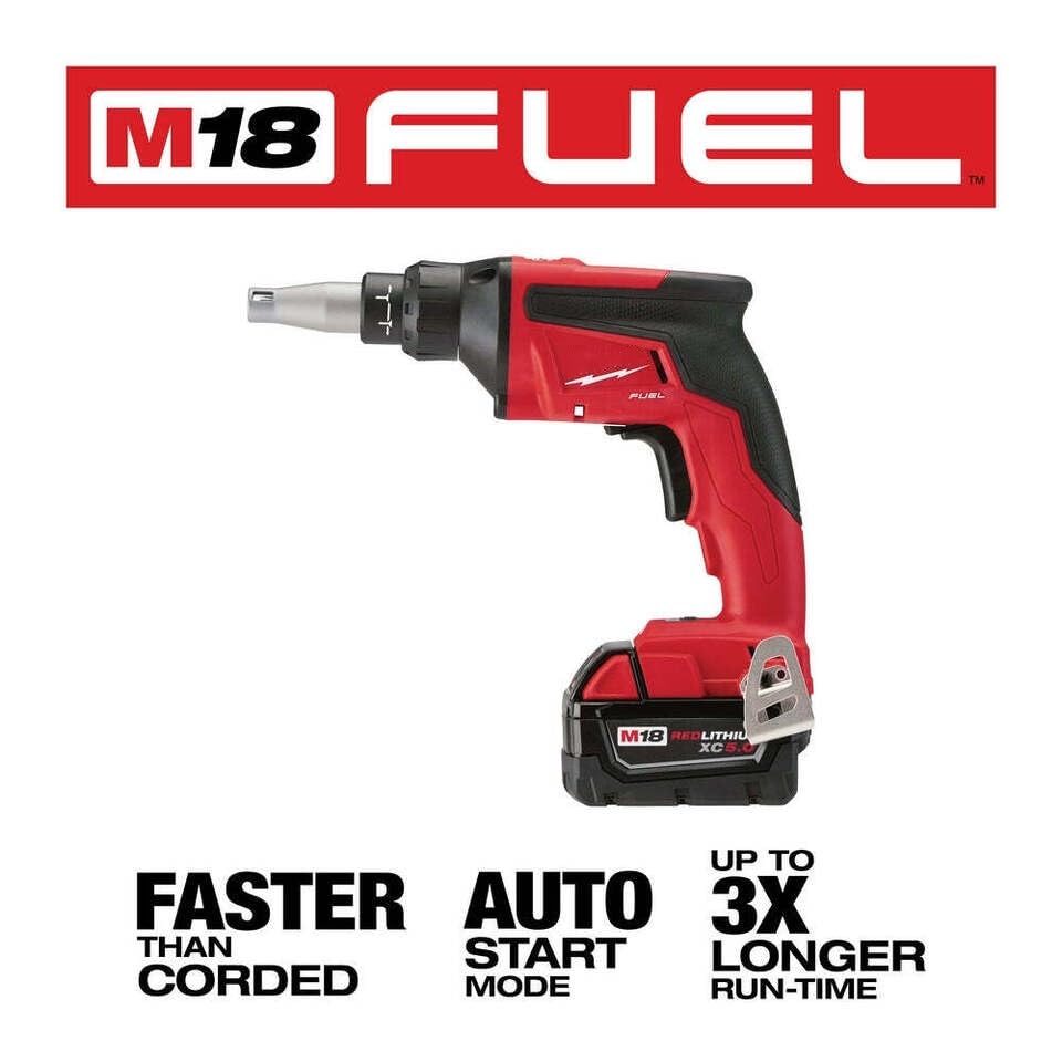 Milwaukee M18 Fuel 2866-22 Cordless Drywall Screw Gun Kit - Powerful & Lightweight for Drywall Installation, Framing, and DIY Projects