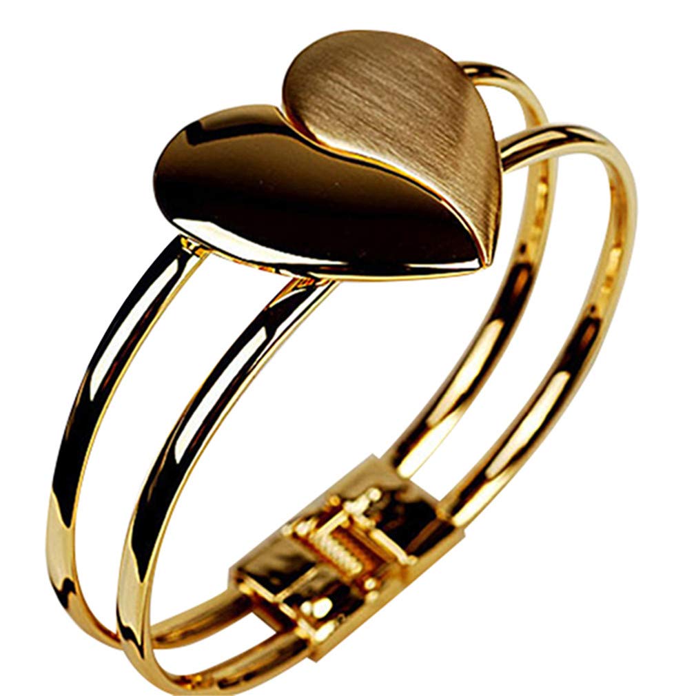 Weiy Love Heart Bangle Bracelet - Double-Sided Geometric Design, Simple & Fashionable Jewelry for Women | Perfect for Valentine's Day, Anniversary, Birthday Gifts & Everyday Wear
