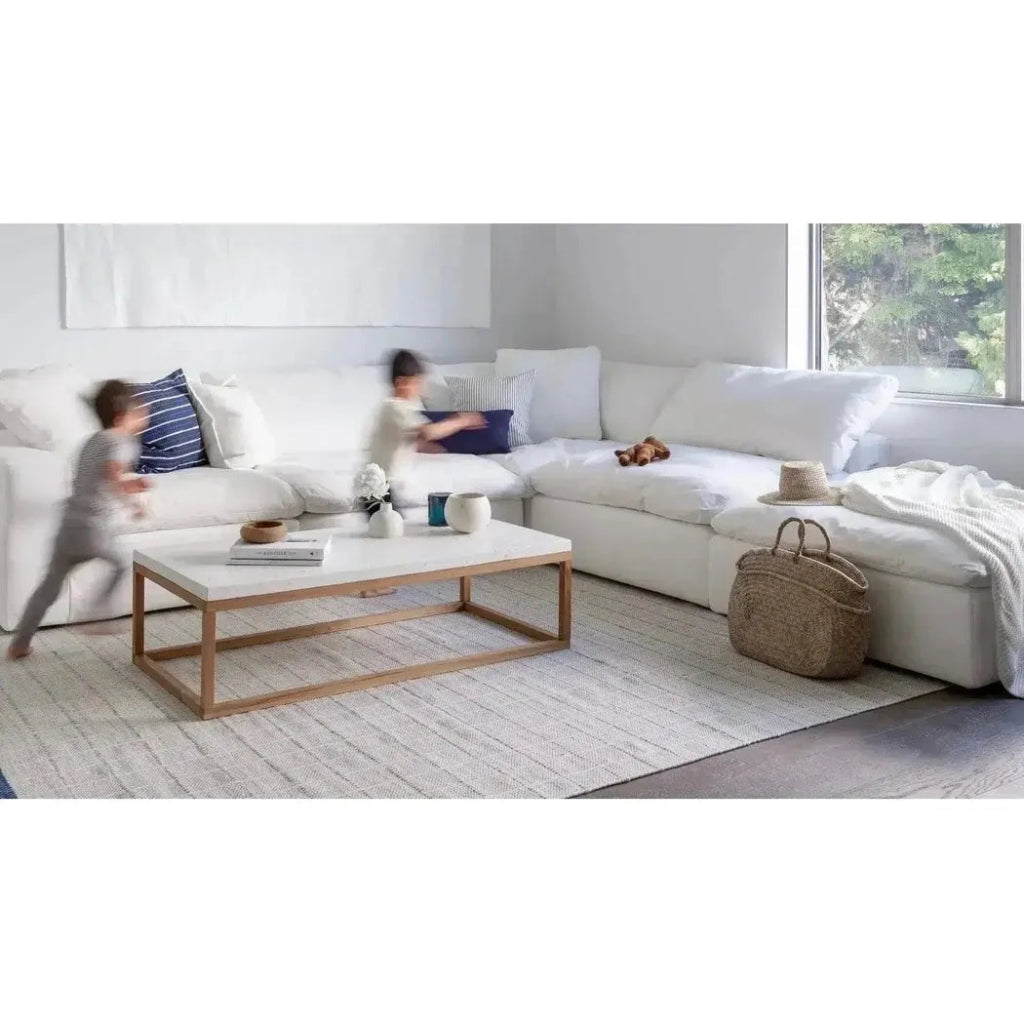 4-Piece Stain-Resistant Terra White Modular Lounge Set - Modern & Durable Sectional Sofa for Living Room, Family Room, or Office