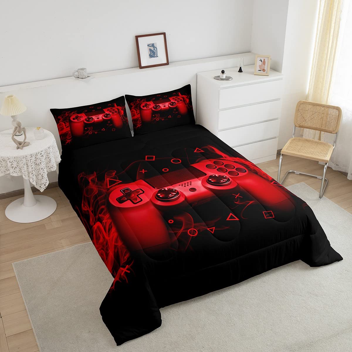 Feelyou Gamer Comforter Set Twin Size - Soft Gaming Bedding for Boys, Kids & Teens - 2 Piece Set - Perfect for Gaming Rooms, Sleepovers & Teen Bedrooms
