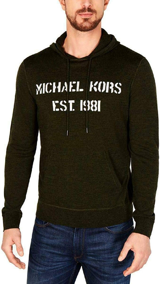 Michael Kors Men's Merino Wool Hoodie Sweatshirt - Soft & Warm Pullover for Casual Wear, Gym & Outdoor Activities