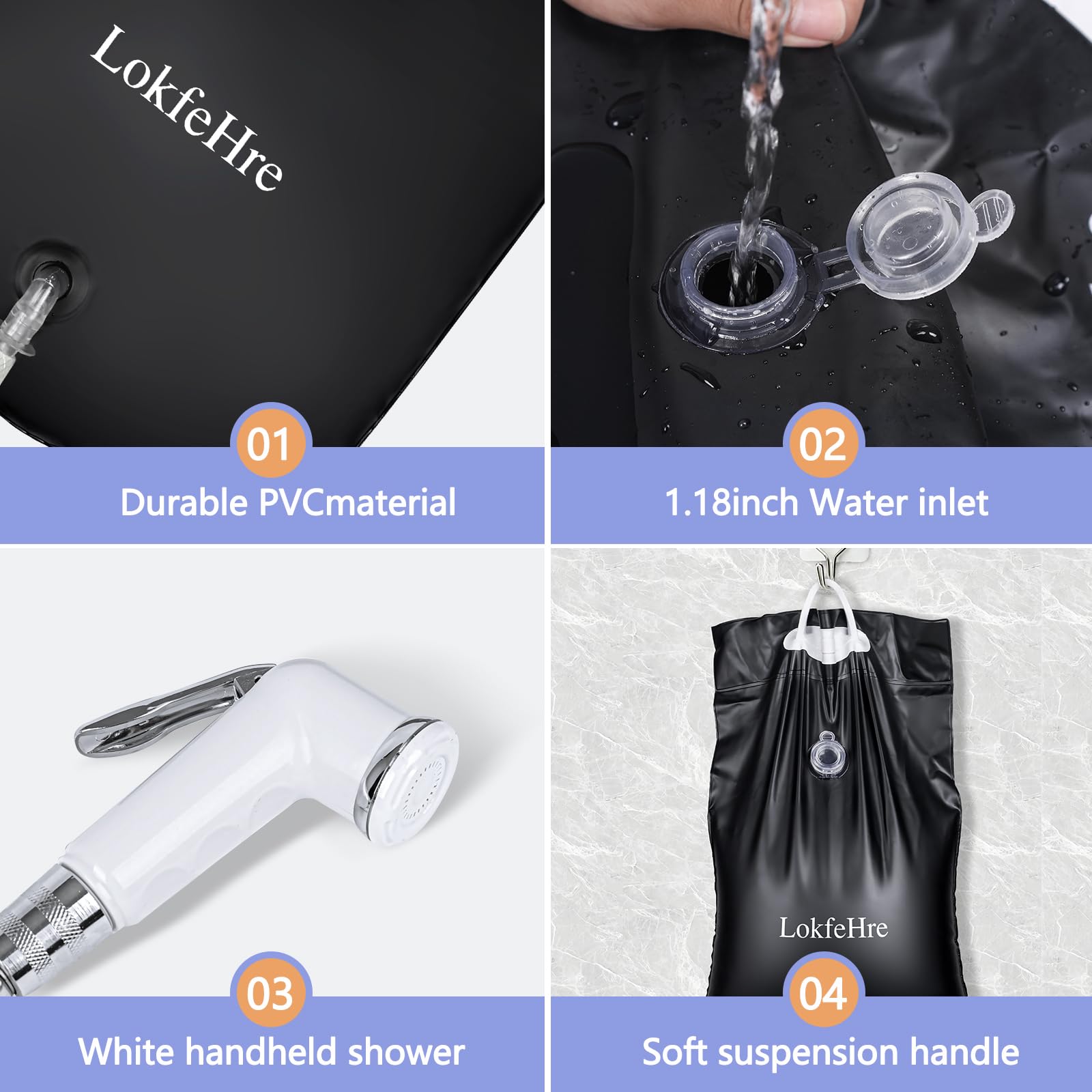 Portable 2.5 Gallon Bedside Shower Water Bag - Hair Washing System for Elderly & Bedridden Patients | Use with Inflatable Shampoo Basin, Hair Washing Basin or Bathtub | Ideal for Home Care, Hospital & Travel Use