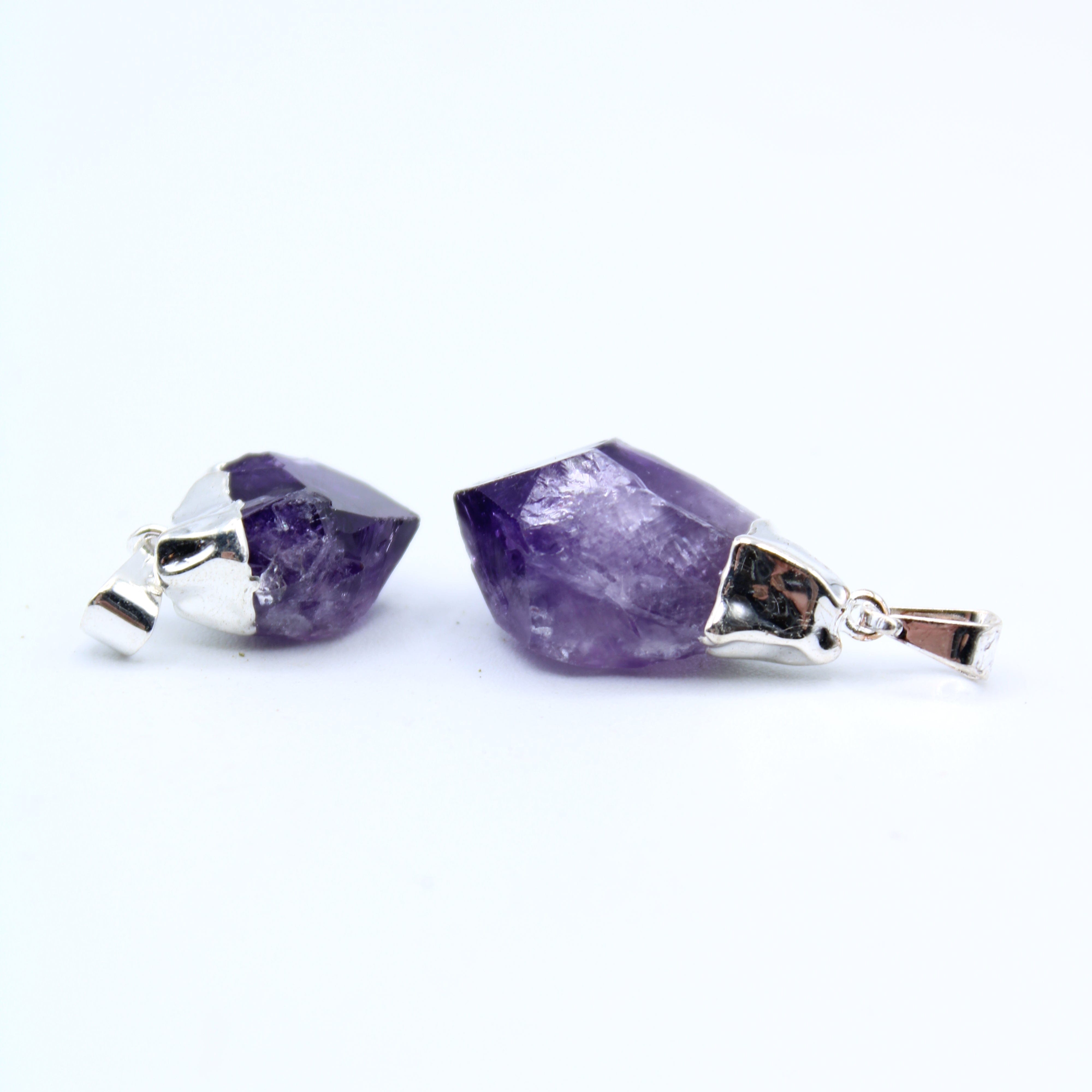 Natural Amethyst Crystal Point Pendant Necklace for Women - Healing Stone Jewelry for Meditation, Yoga & Spiritual Gifts