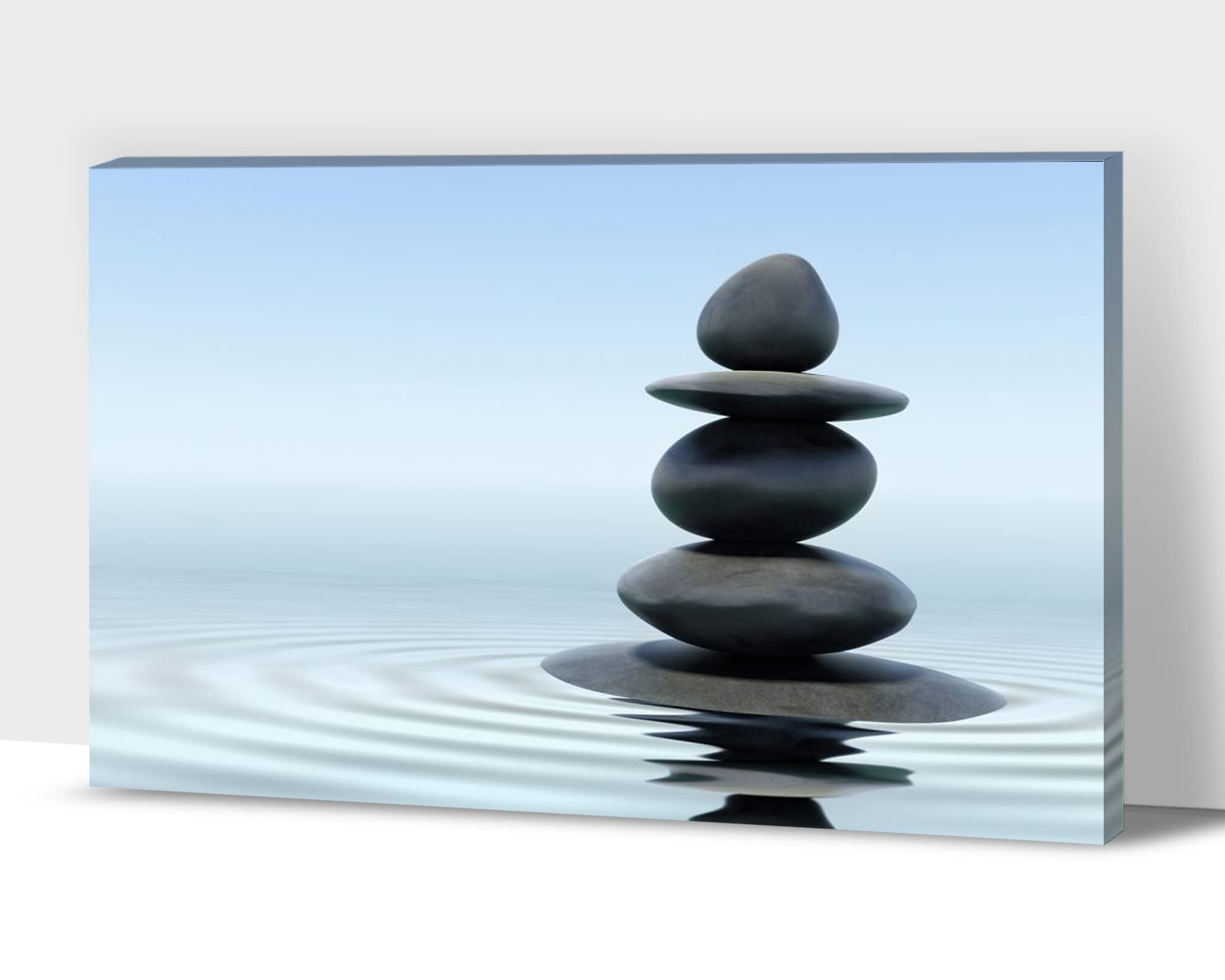 Zen Wall Art Decor Canvas - Serene Zen Garden with Stone Picture Print for Bathroom & Meditation Space, Framed Yoga Decor Painting (32x48 inches) - Perfect for Spa, Living Room & Office Relaxation