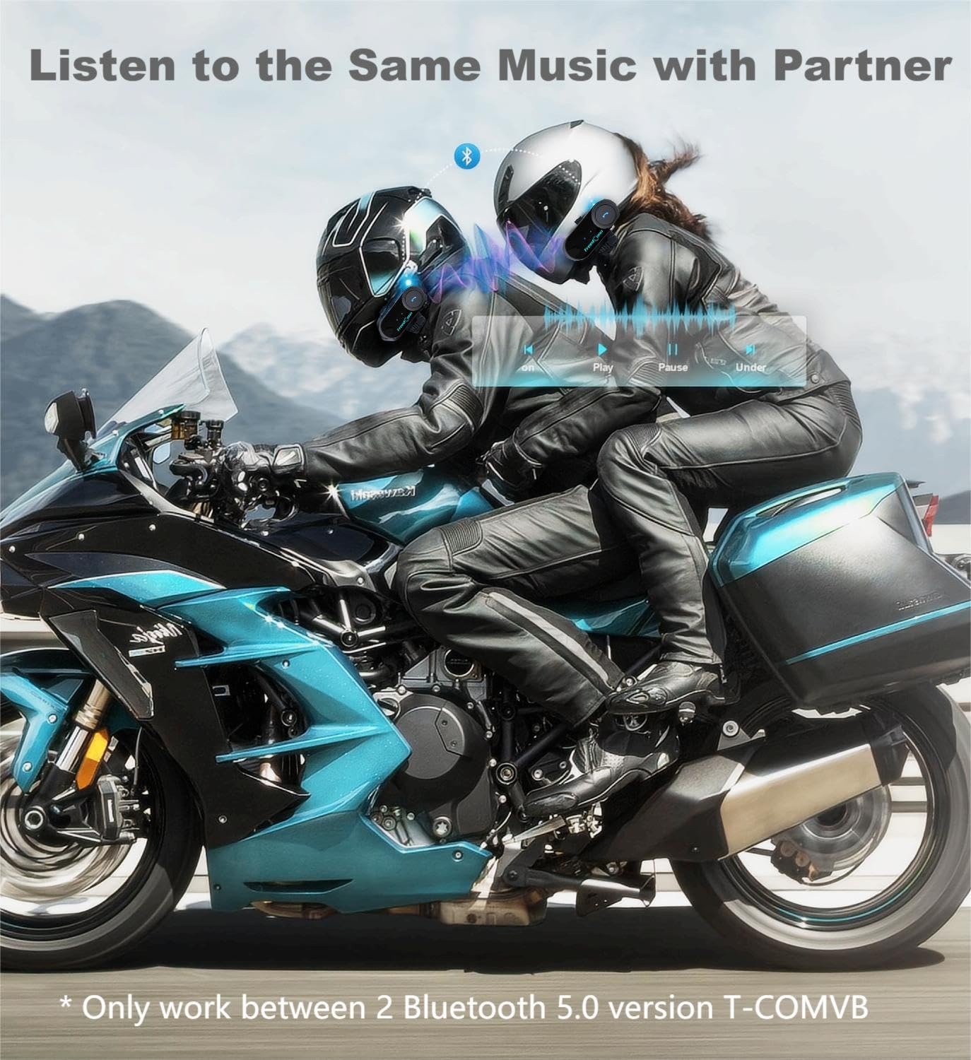 FreedConn T-COMVB Motorcycle Bluetooth Headset - Bluetooth 5.0 Helmet Communication System for Motorcycle, Skiing & Outdoor Sports | 800M Range | 2-3 Rider Intercom | Music Sharing | 2 Pack with Hard/Soft Mic Options | Perfect for Group Riding, Adventure Tours & Snow Sports