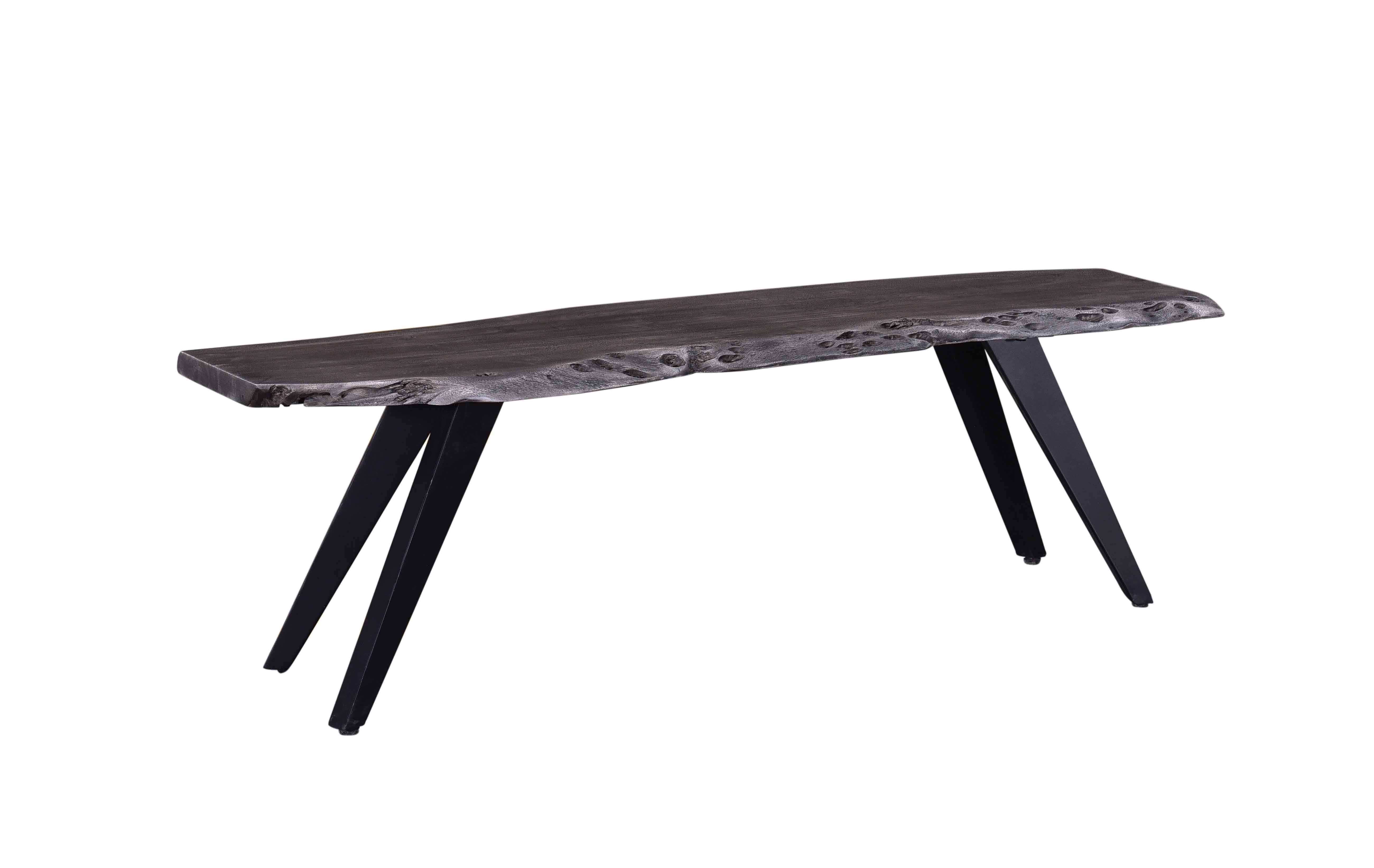 Wexford Wood Dining Bench in Grey and Black - Rustic Modern Kitchen Bench for Dining Room, Breakfast Nook, and Entryway Seating