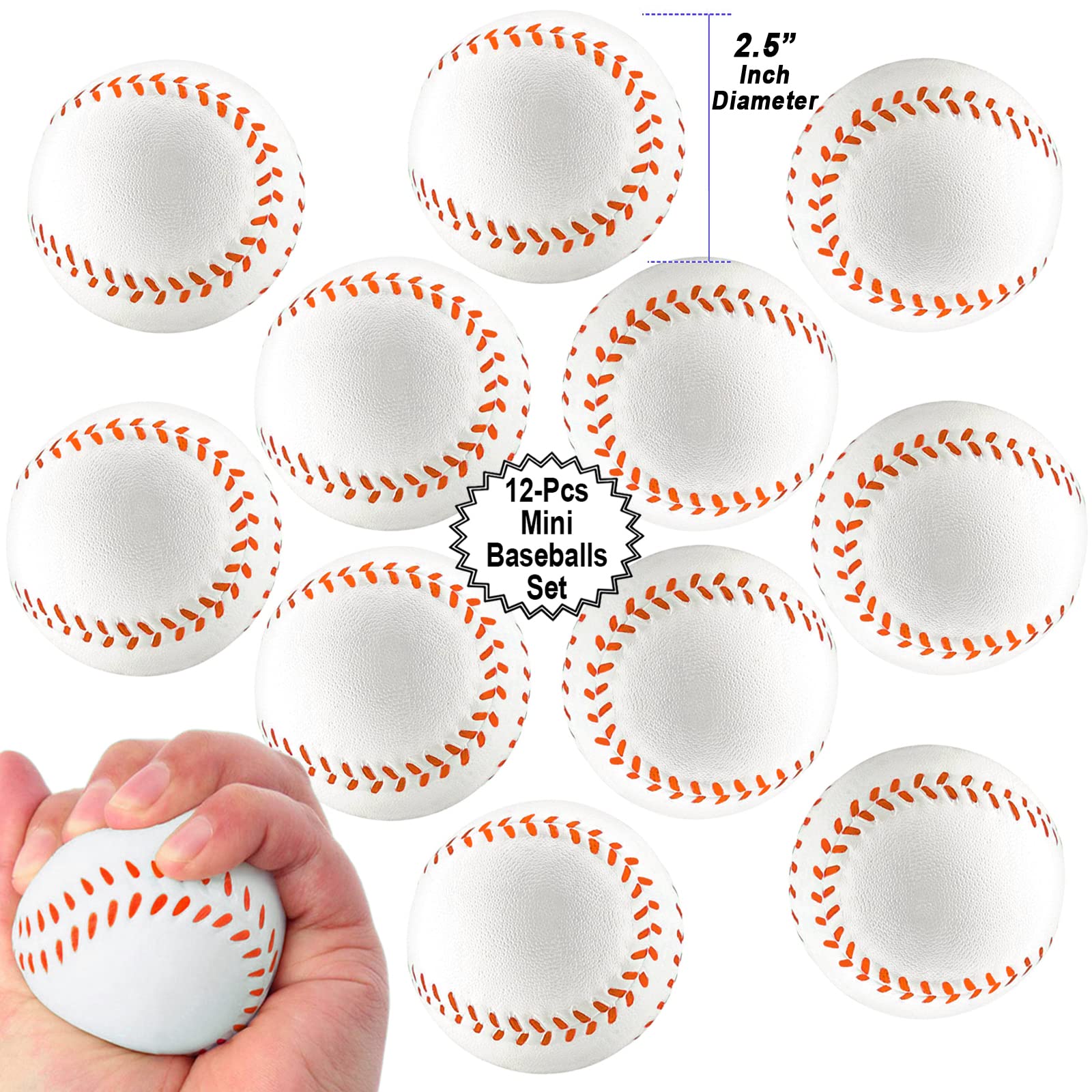 Mini Sports Balls 12 Pack - Stress Relief Foam Soccer, Basketball, Football & Baseball Toys for Kids Party Favors, Anxiety Relief & Sensory Play - Perfect for Birthday Gifts, Classroom Rewards & Office Desk Fidget Toys