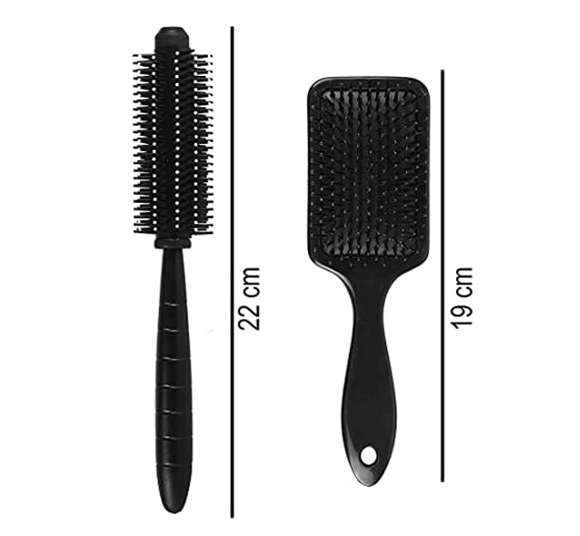 GITGRNTH 2 Pack Round Rolling Paddle Hair Brush Comb with Curling Roller - Styling Tool for Men & Women - Perfect for Salon, Home Use & Travel