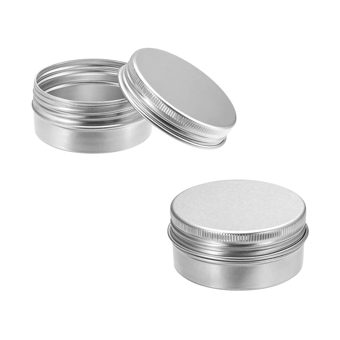 uxcell 6 Pack 1.7 oz Round Aluminum Tin Cans with Screw Top Metal Lids - 50ml Small Containers for DIY Crafts, Candle Making, Storage & Organizing - Perfect for Home, Office, Party Favors & Gift Packaging