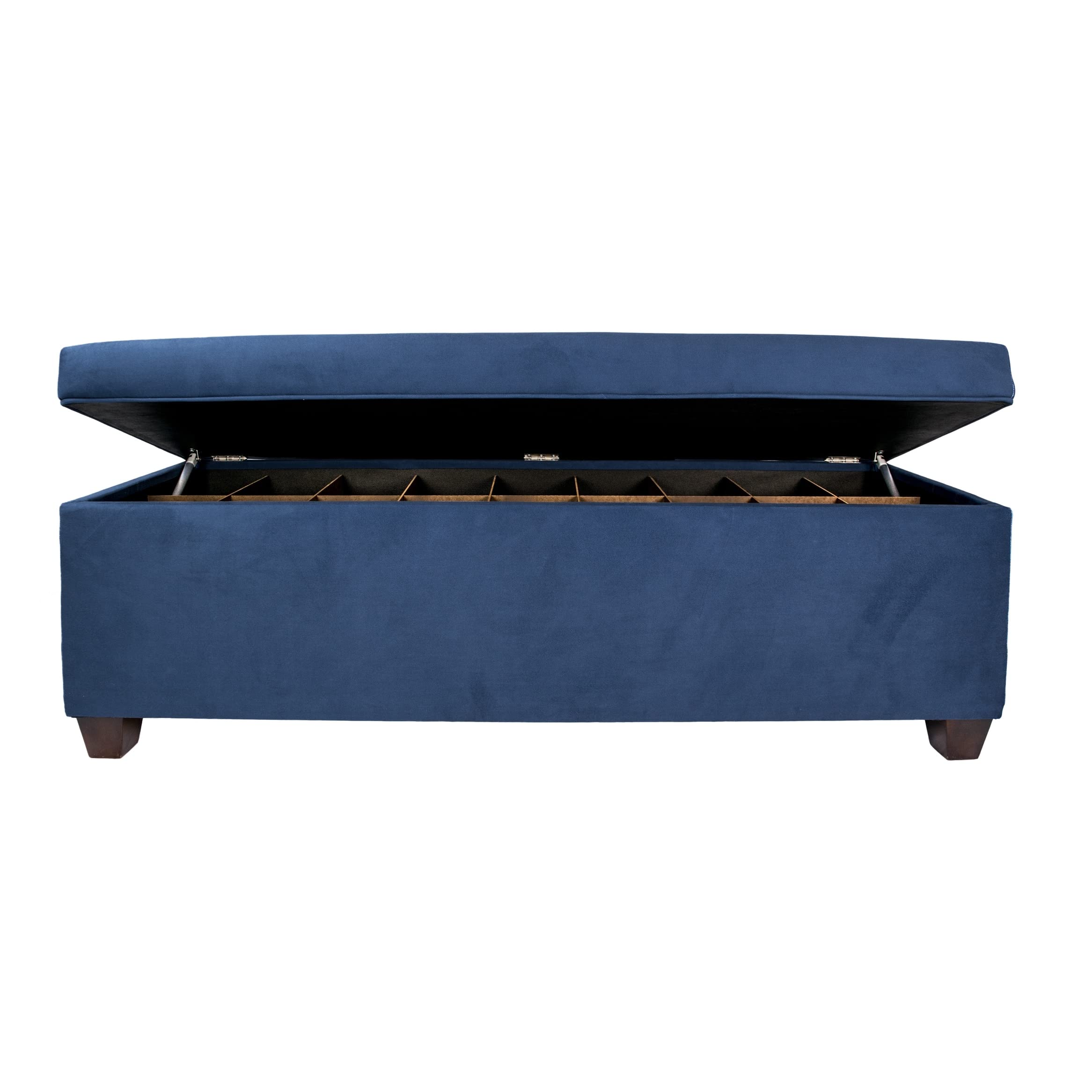 The Sole Secret Obsession Series - Navy Blue Button Tufted Upholstered Lift Top Ottoman with Cushion | Shoe Storage & Bedroom Seating | Perfect for Small Spaces & Entryway Organization
