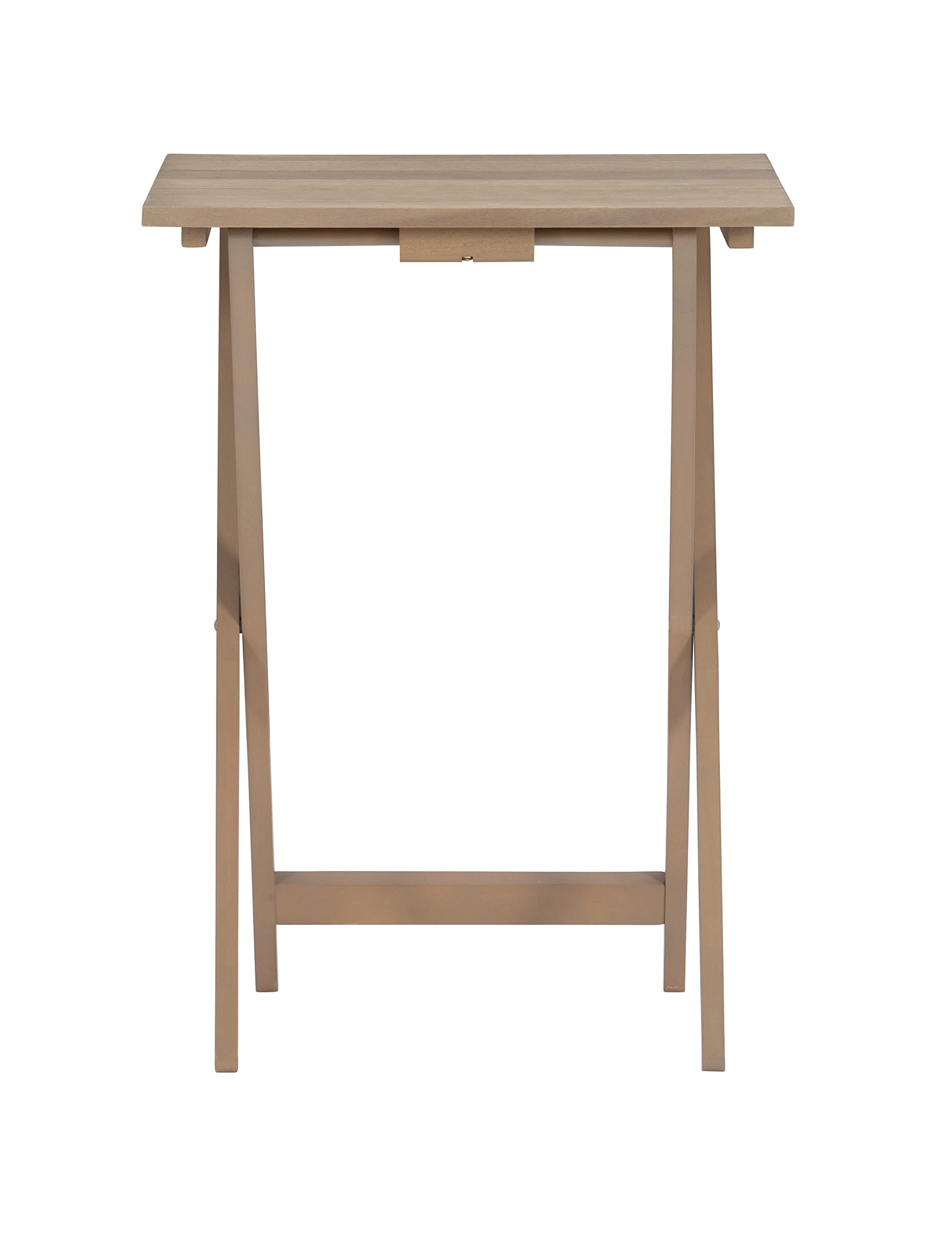 Linon Acacia Grace Tray Table Set in Driftwood Finish - Side Table with Storage Tray for Living Room, Bedroom, or Patio Decor