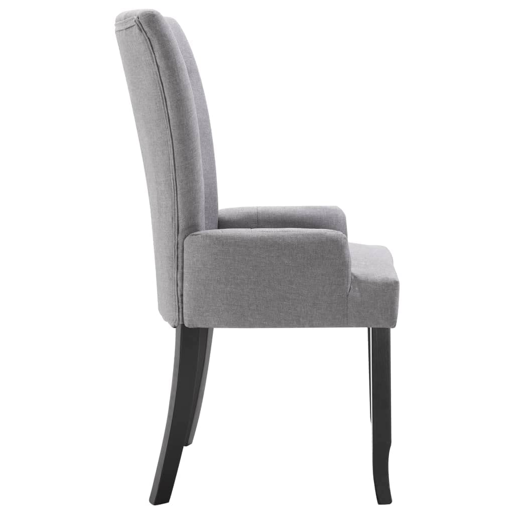 Light Grey Fabric Dining Chairs with Armrests - Comfortable Kitchen & Dining Room Chairs for Home, Restaurant - Perfect for Family Meals, Entertaining Guests & Cozy Dining