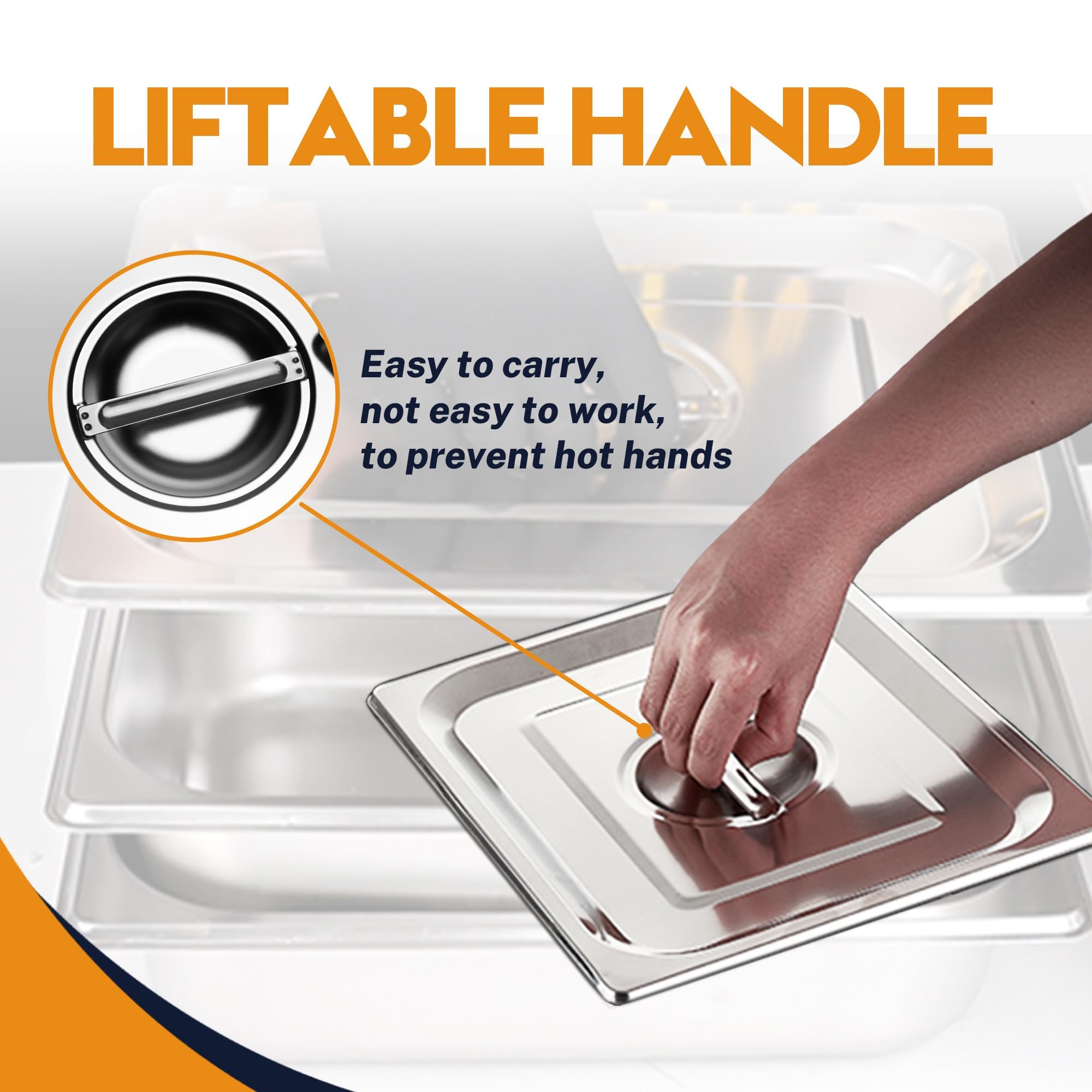 FUSON 4-Pack 1/3 Size Stainless Steel Steam Table Pan Covers with Handles - NSF Certified Commercial Food Pan Lids for Hotel Pans & Steam Food Pans - Perfect for Restaurants, Catering & Buffet Service