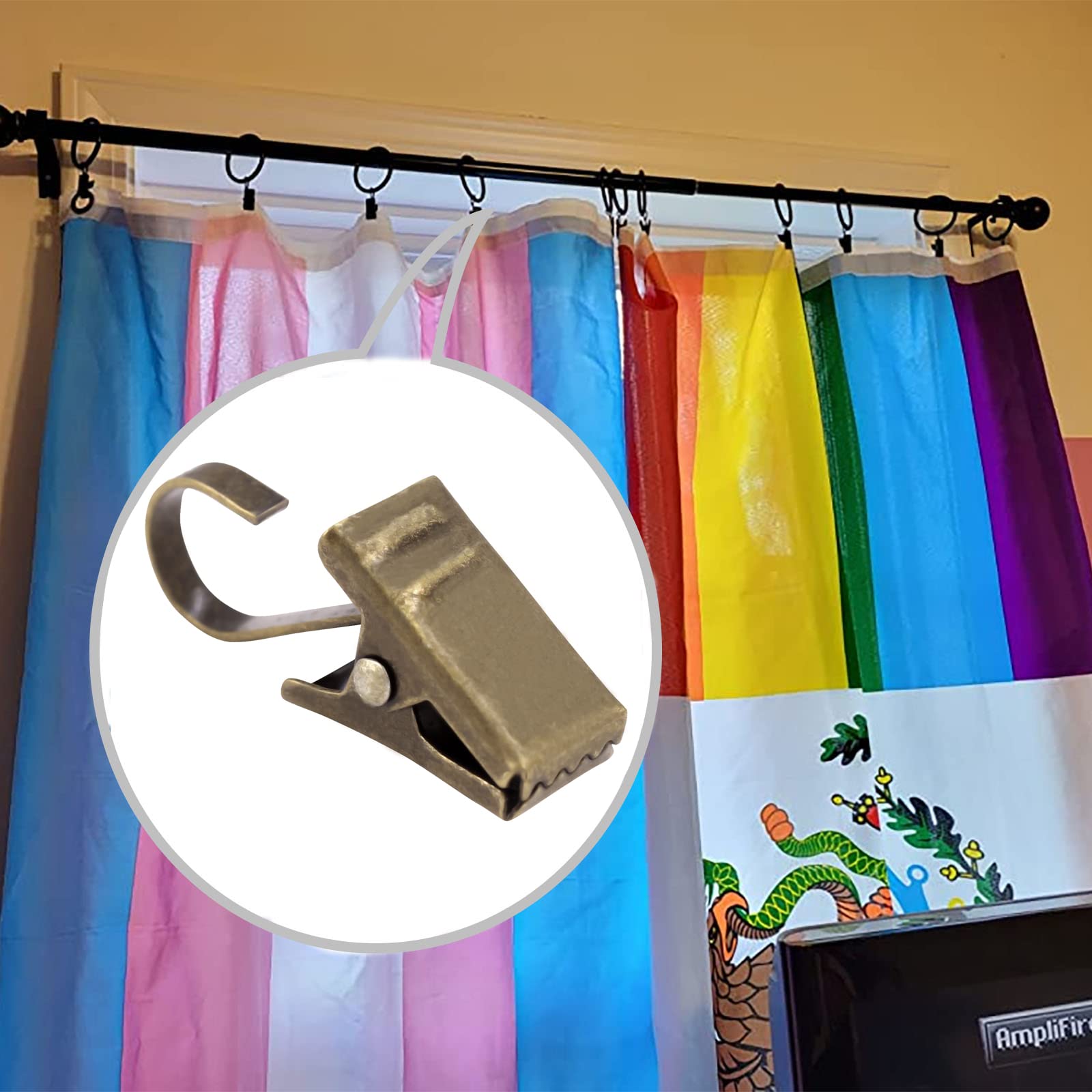 25 Pack Mini Curtain Clips - Stainless Steel S Hooks for Hanging Curtains, String Lights & Photos | Perfect for Home Decor, Party Decorations & Shower Curtain Hanging (Durable & Rustproof) - Use for Bedroom, Living Room, Wedding & Holiday Decor