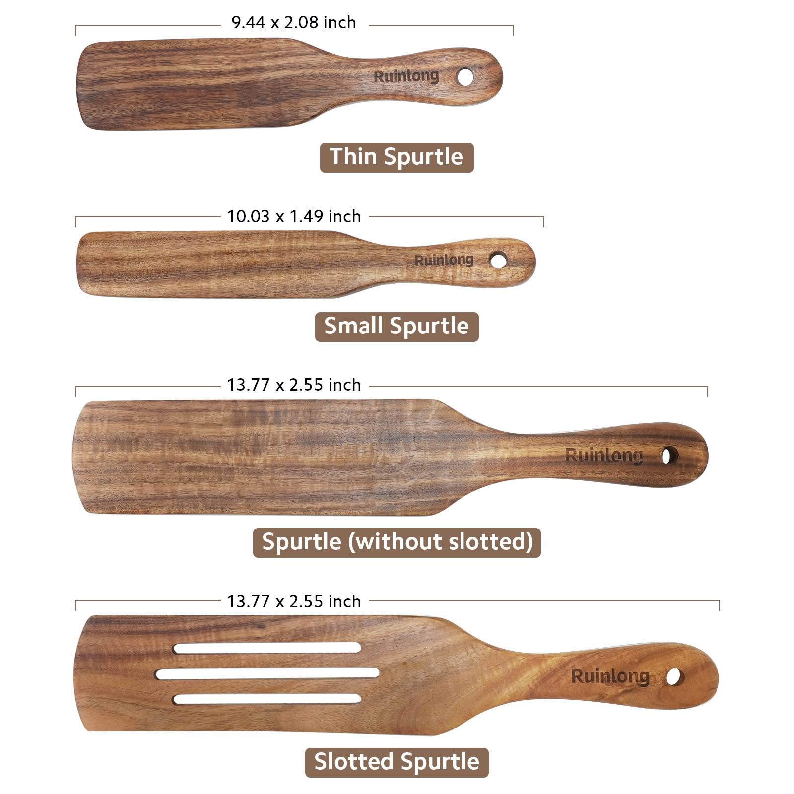 4-Piece Teak Wooden Kitchen Utensil Set - Wooden Spatula, Spoon & Cooking Tools for Baking, Stirring & Serving - Durable & Easy to Clean for Everyday Cooking & Gift Giving