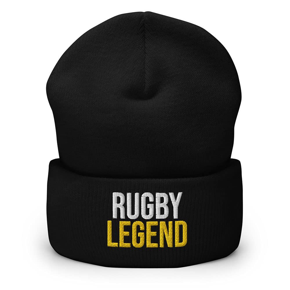 Rugby Legend Embroidered Cuffed Beanie Hat - Official Team Sport Apparel for Rugby Fans & Players - Perfect for Cold Weather Games, Training & Outdoor Activities