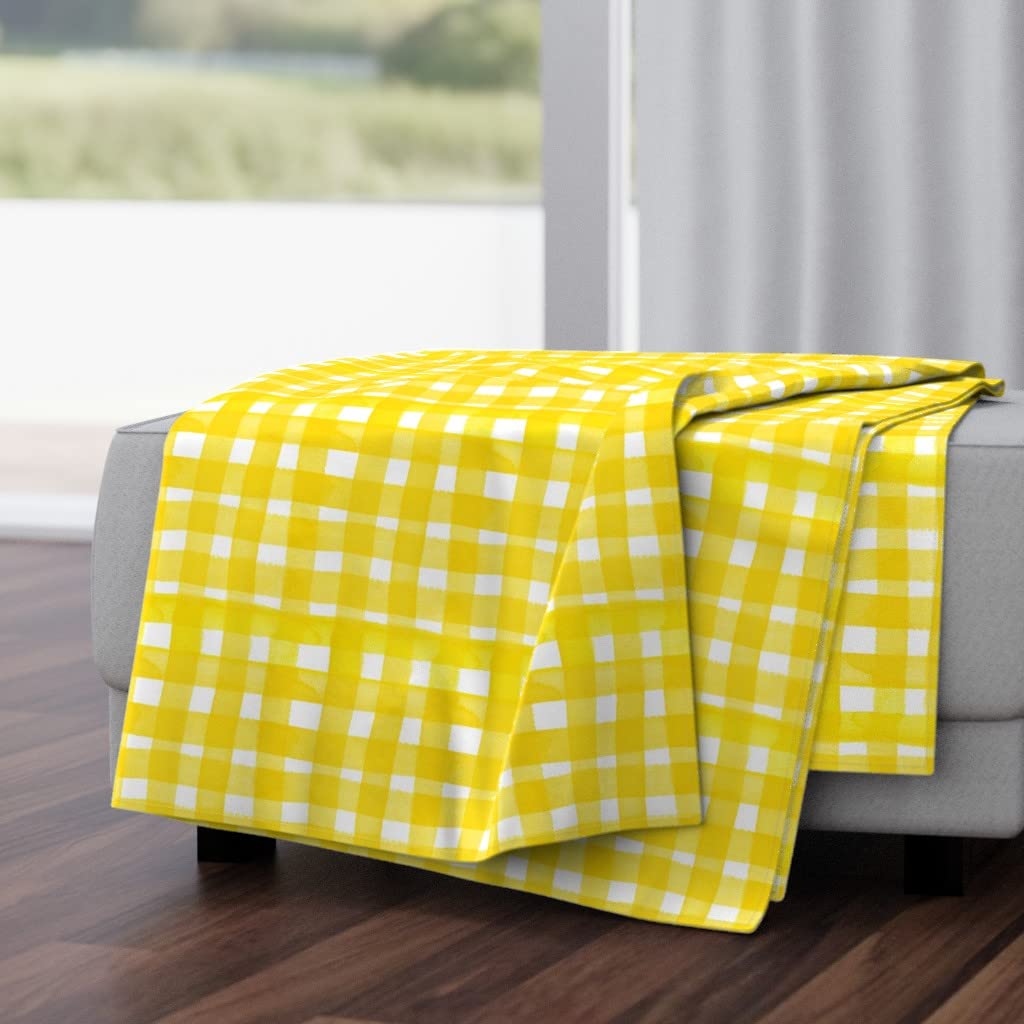 Soft Plush Minky Throw Blanket 50x70 Inches - Country Gingham Watercolor French Sunshine Print Cozy Blanket for Bed, Sofa & Nursery | Perfect Gift for Home Decor, Baby Shower & Winter Warmth