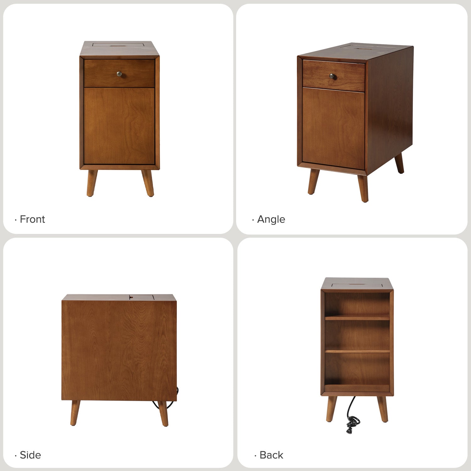 Vira End Table with Storage & Built-in Outlets - Modern Side Table with USB Charging Ports & Power Outlets for Living Room, Bedroom, Office - Perfect Nightstand or Sofa Side Table
