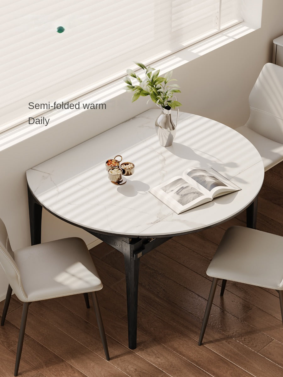 Solid Oak Wood Folding Dining Table - Light Luxury Rock Slab Design for Small Spaces, Apartments & Outdoor Dining | Durable & Stylish Home Furniture