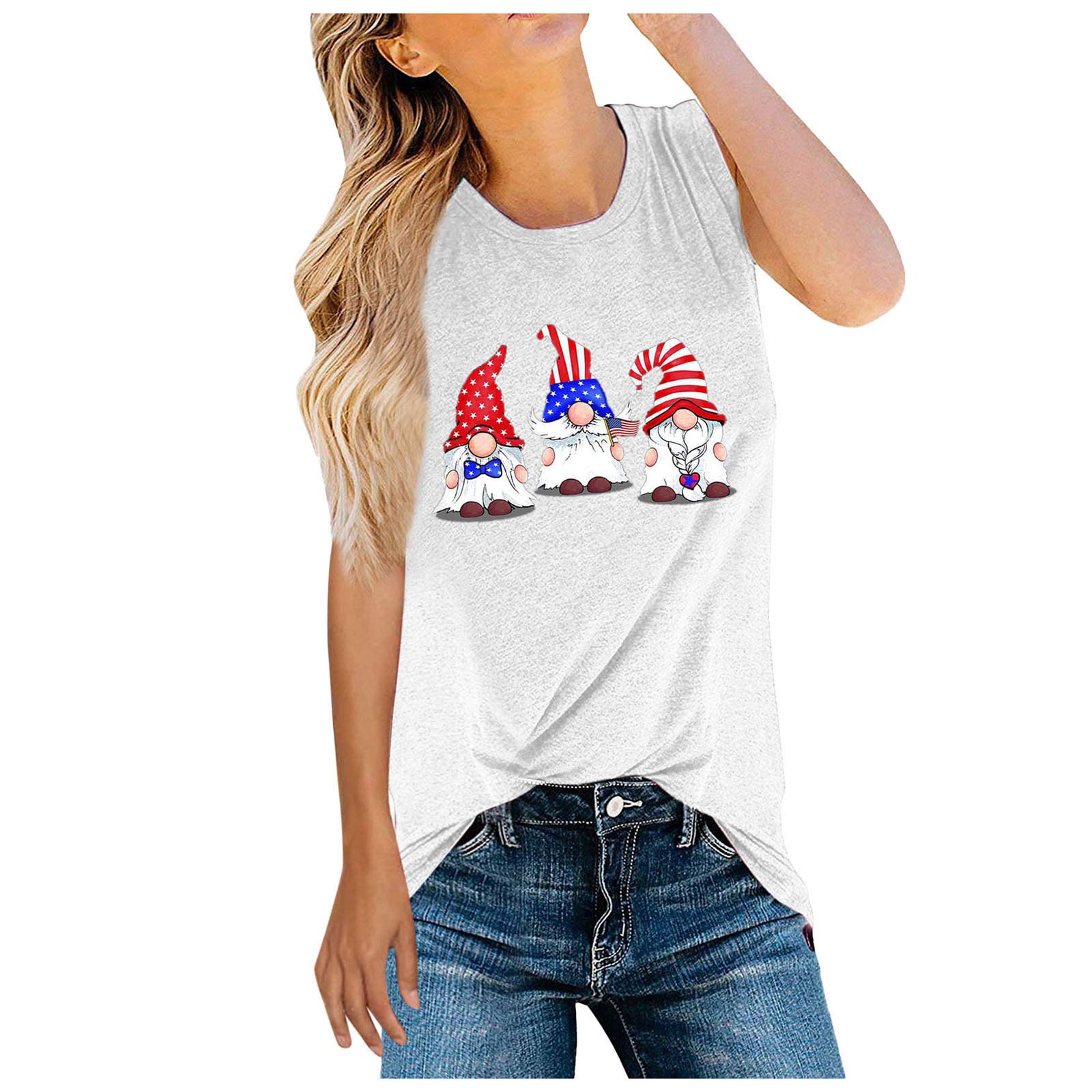 Women's Trendy Independence Day Printed Tank Tops - Casual Summer Blouses & Tees for 4th of July Celebrations, Beach Outings, and Everyday Wear