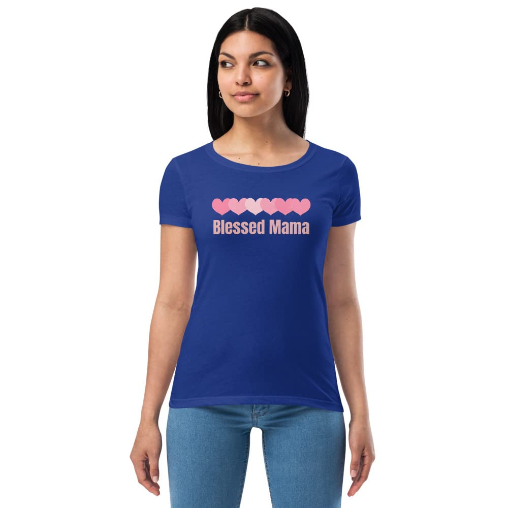 Blessed Mom T-Shirt - Women's Fitted Cute Mama Shirt for Mother's Day, Birthday Gift | Perfect for Family Photos, Church Events & Casual Outings